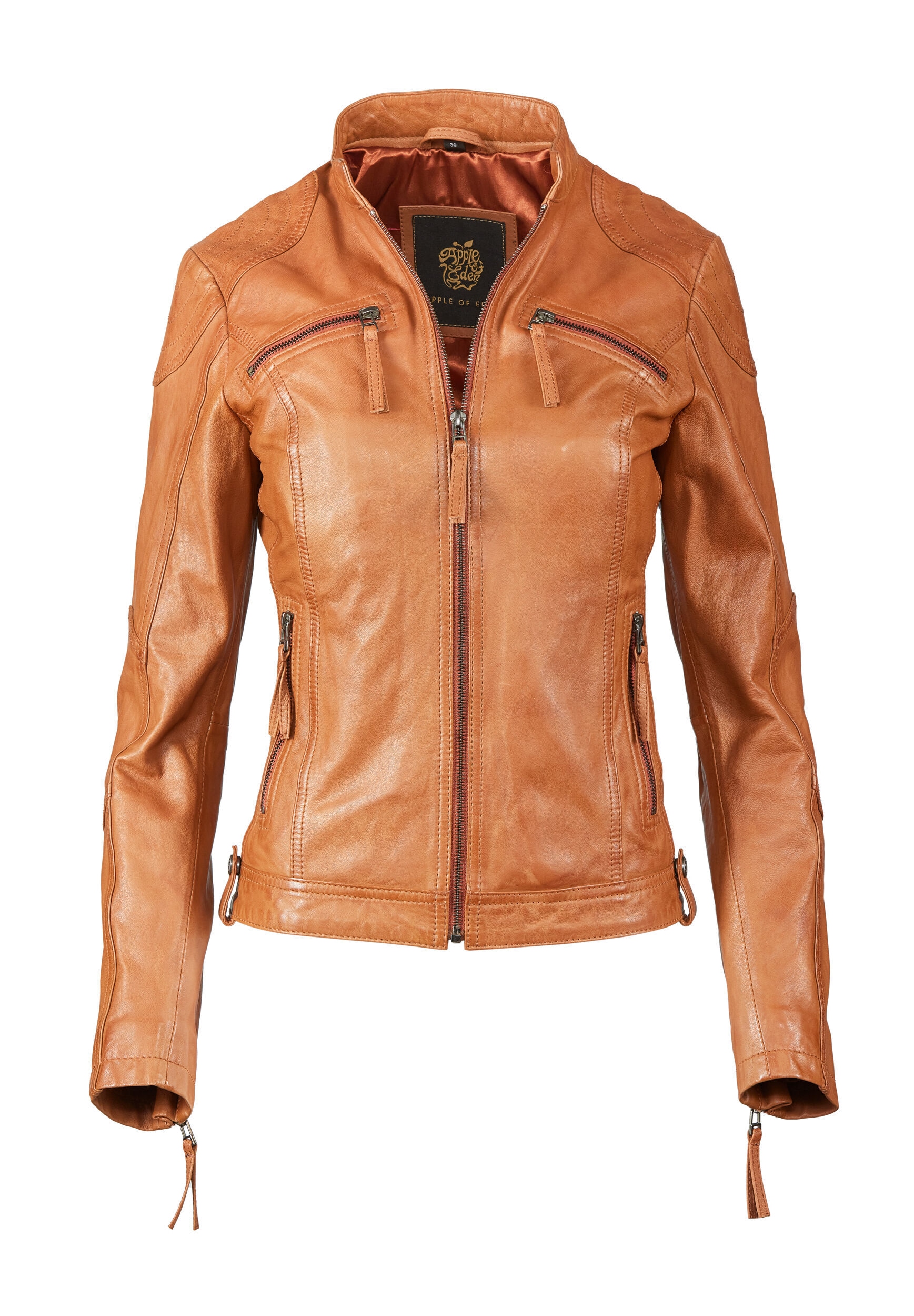 Apple of Eden Lederjacke "Apple of Eden Lederjacke AOE-142" ohne Kapuze mit praktischen Reißverschlusstaschen