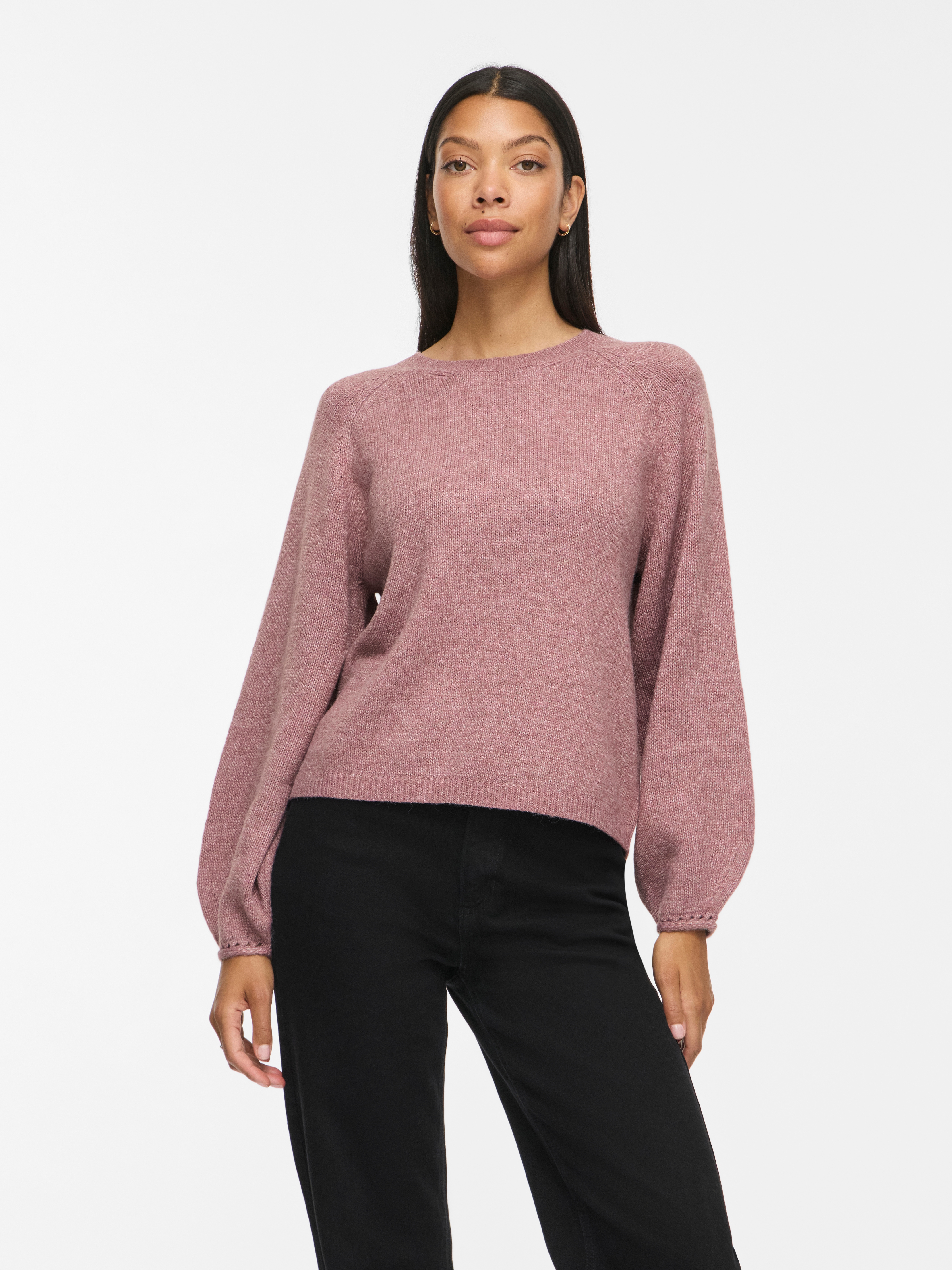 Vila Strickpullover "VISAPNA O-NECK L/S KNIT TOP/PB/1" mit Rundhalsausschnitt, aus Strick, Regular Fit