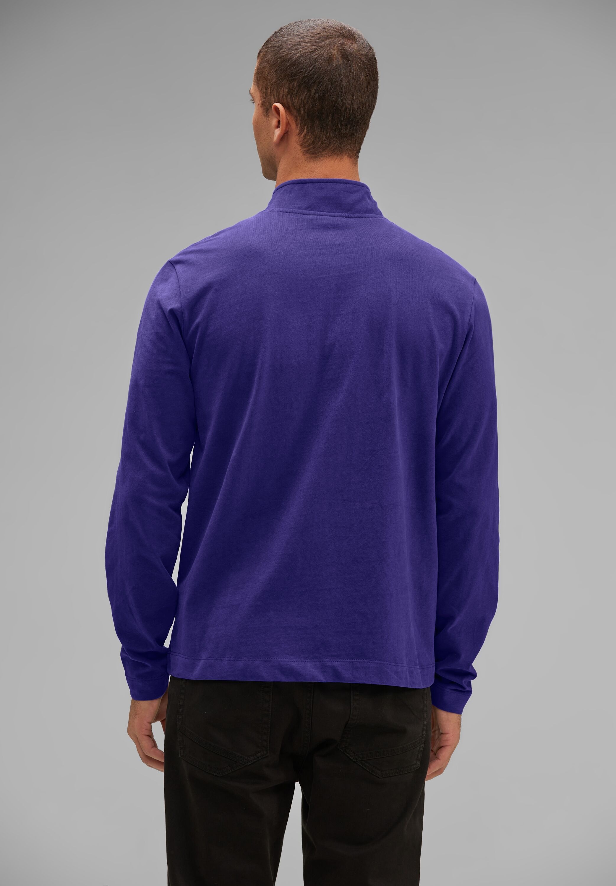 STREET ONE MEN Stehkragenshirt, aus reiner Baumwolle