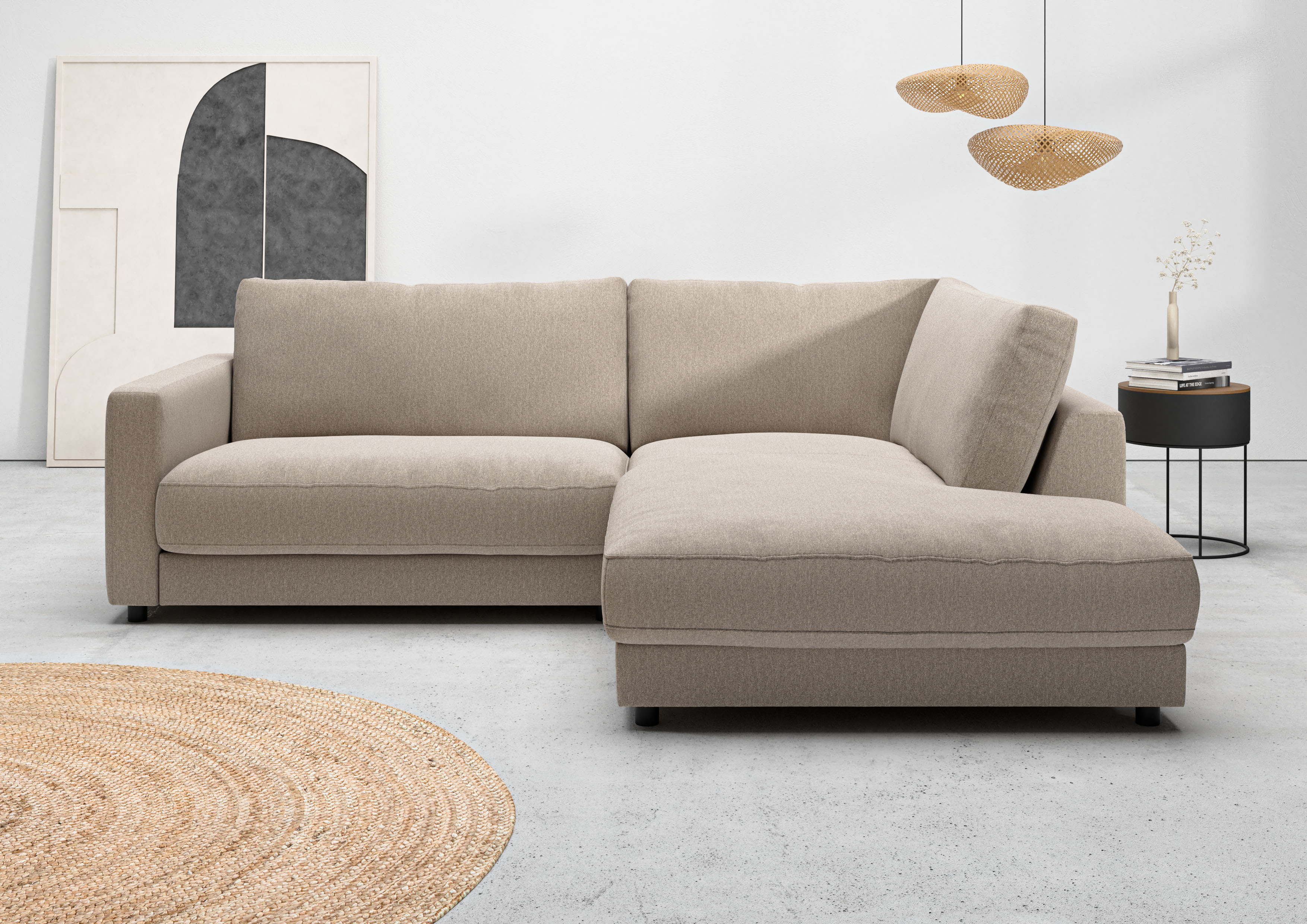 Home affaire Ecksofa "Ecksofa Jiro, L-Form, große Sitztiefe, Breite 252 cm" lose Sitz- & Rückenkissen, weicher Polsteraufbau, komfortabel & modern