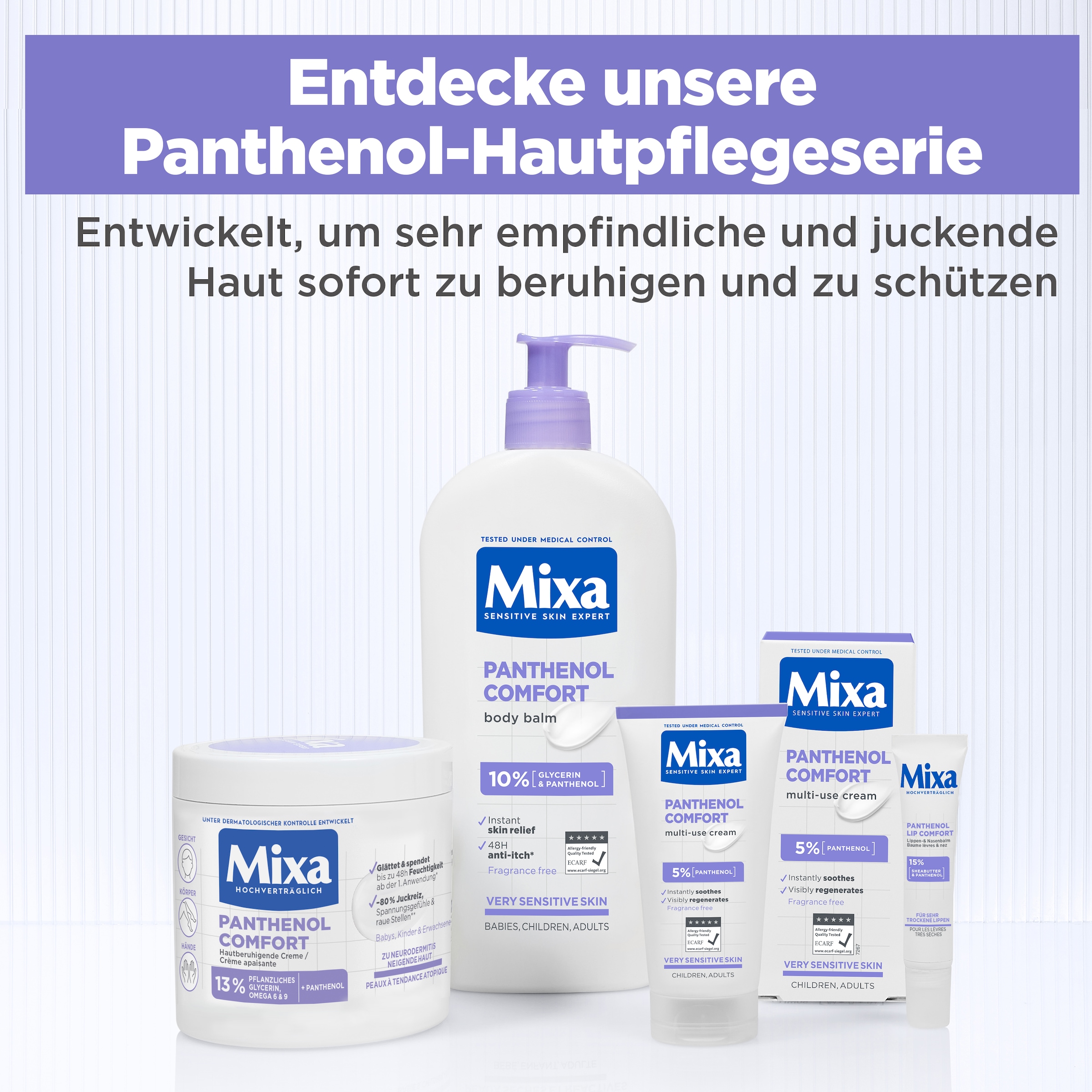 Mixa Körpercreme »MIXA PANTHENOL COMFORT HAUTBERUHIGENDE CREME« sanfte Pflege, hilft bei zu Neurodermitis neigender Haut, fettet nicht