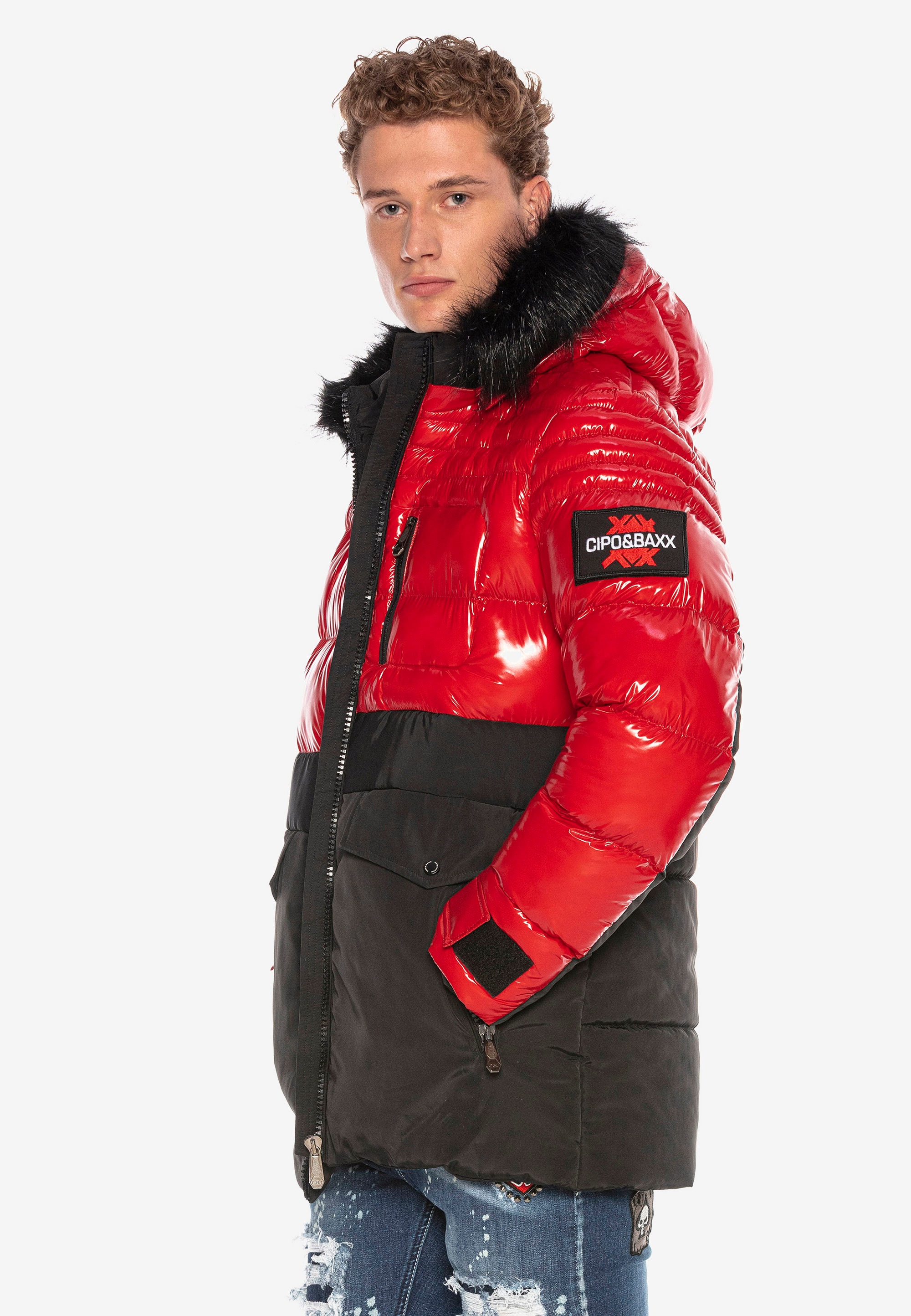 Cipo &amp; Baxx Steppjacke mit wärmender Kapuze ZN7505