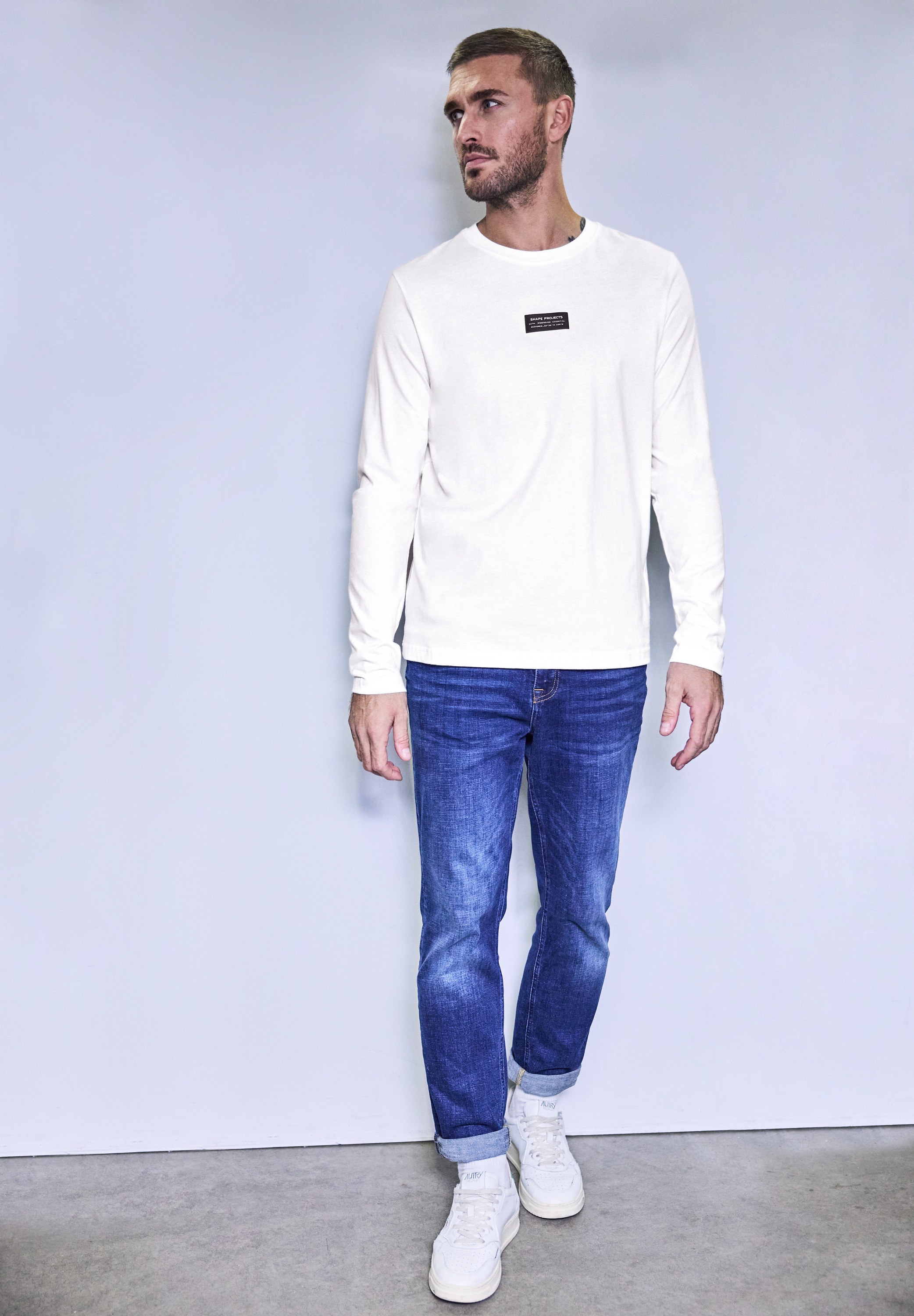 STREET ONE MEN Langarmshirt, aus reiner Baumwolle