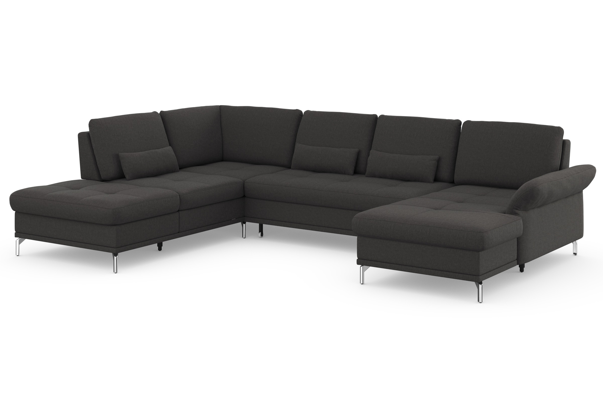 Wohnlandschaft HOME AFFAIRE "Palm Beach U-Form", grau (fango), B:347cm H:89cm T:224cm, 100%Polyester, Sofas, Wohnlandschaft, Federkern, mit Sitztiefenverstellung, wahlweise mit Bettfunktion 3