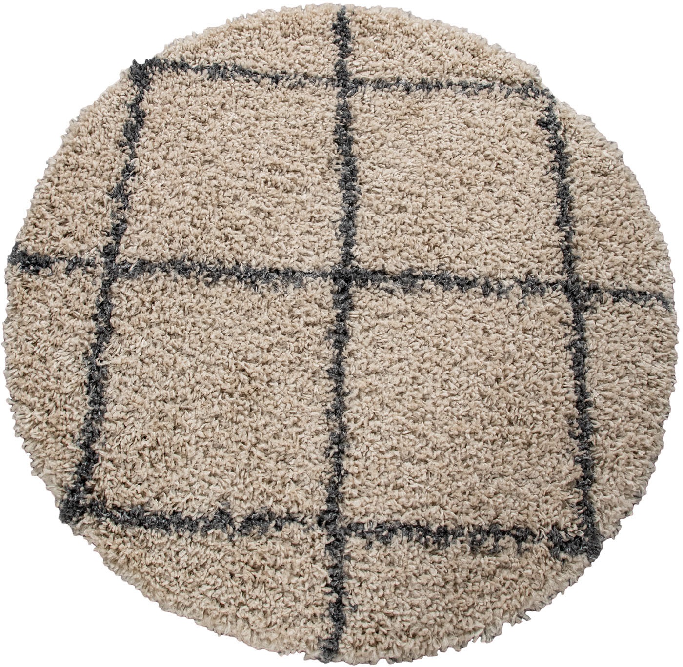 Paco Home Hochflor-Teppich »Kalmar 441«, rund, 40 mm Höhe, Scandi Design, Rauten Muster, weich & kuschelig