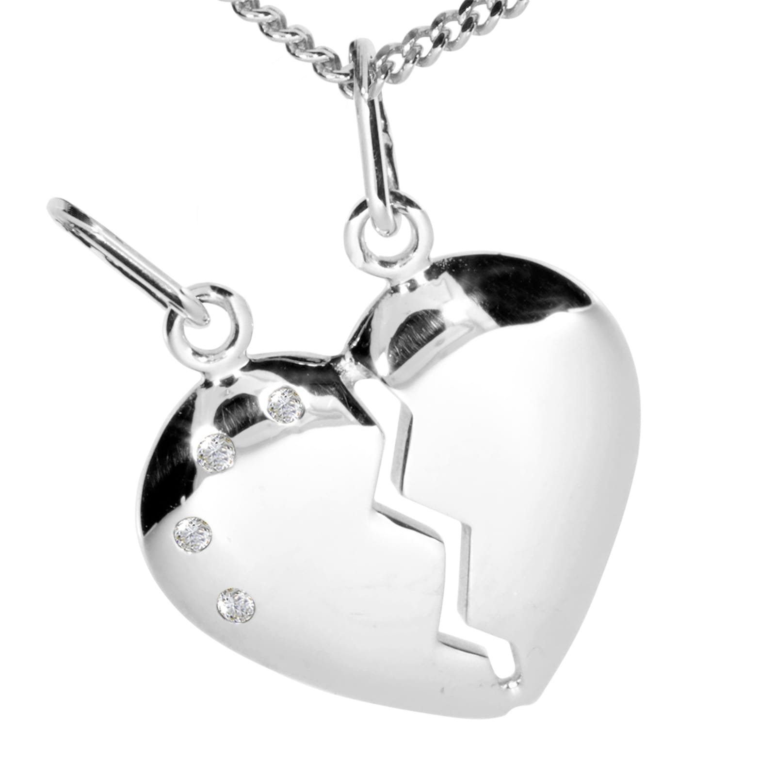 Kette mit Anhänger OSTSEE-SCHMUCK "- geteiltes Herz - Silber 925/000 - Zirkonia" Gr. 42, silber (silber 925, silberfarben, weiß), Schmuck_Sets, Damen, 42, Silber 925 (Sterlingsilber) 4