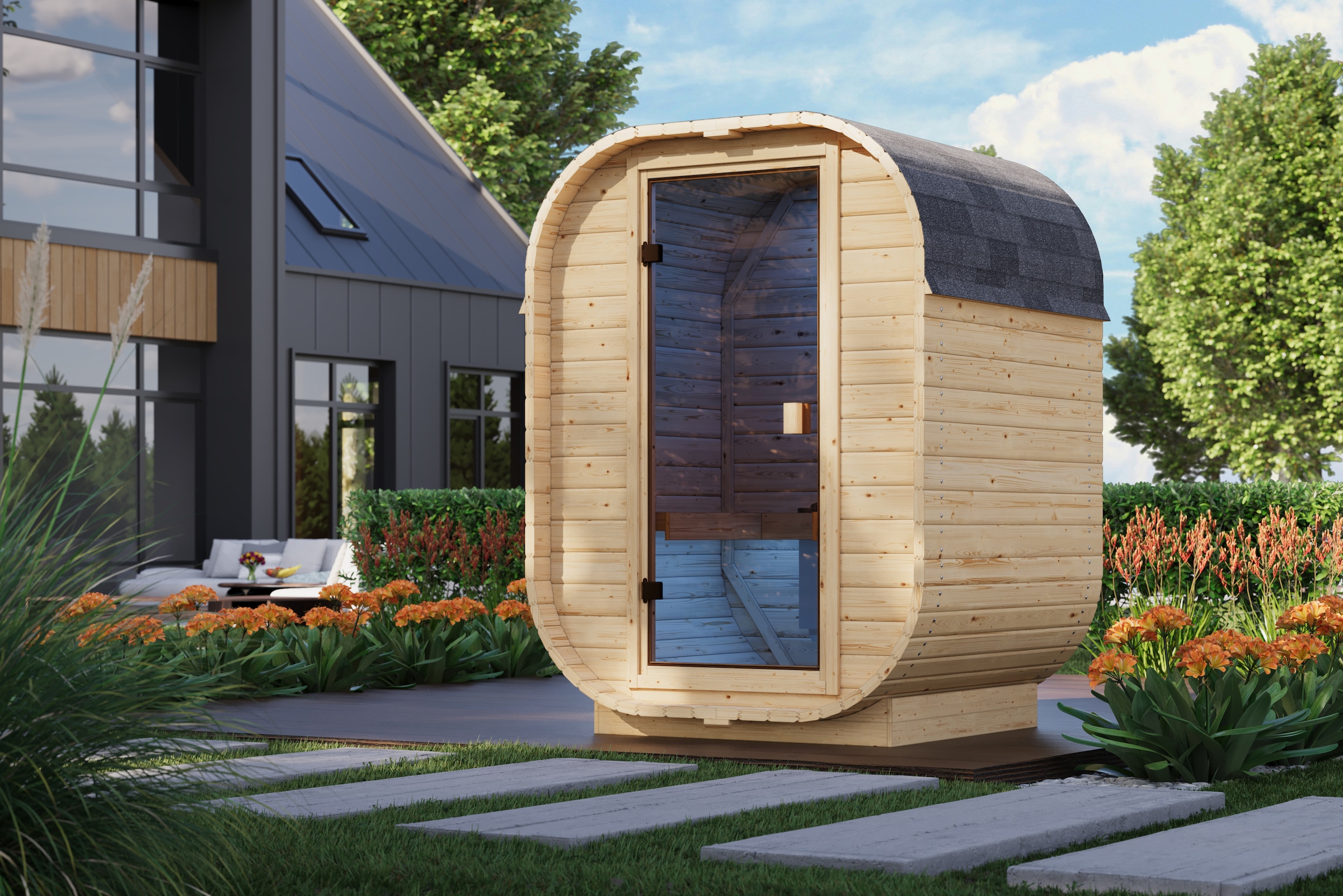 KONIFERA Fasssauna »Cube Mini« Packung,  verschiedene Varianten