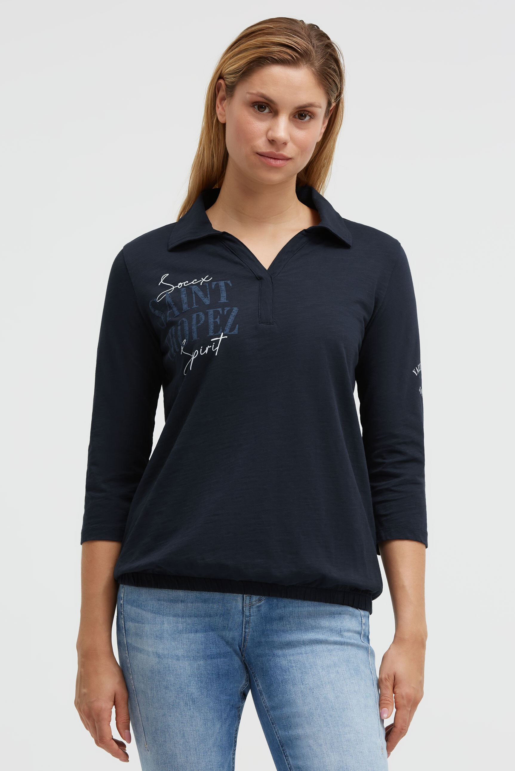 SOCCX Poloshirt mit Gummizug im Saum günstig online kaufen