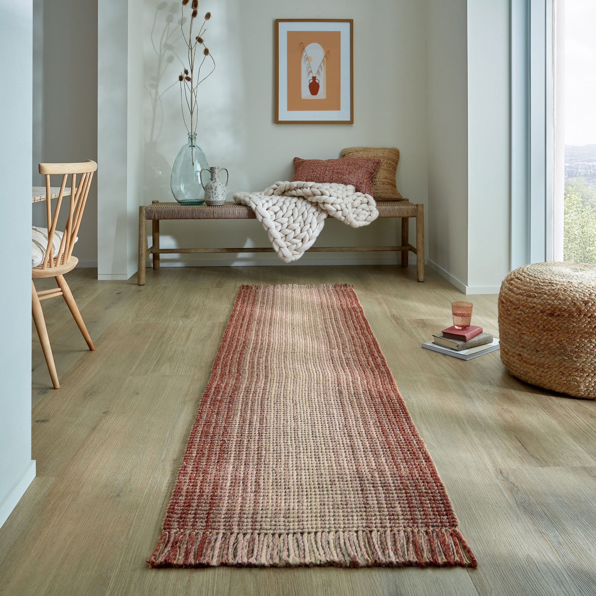 FLAIR RUGS Läufer »Jute Ombre«, rechteckig, 8 mm Höhe