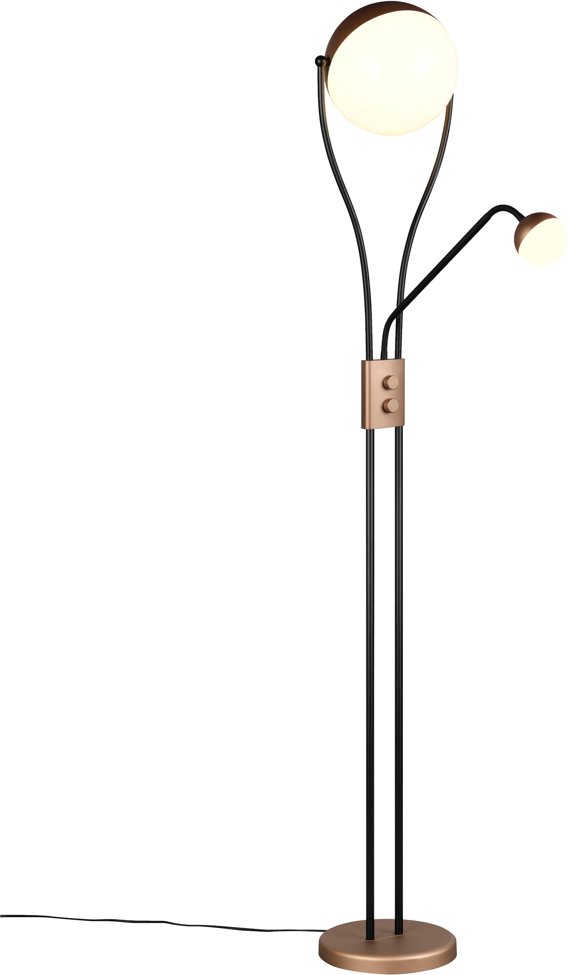 TRIO Leuchten LED Stehlampe »CHRIS, LED Stehleuchte Höhe 180cm, mit Lesearm, Drehdimmer«, 2 flammig, Leuchtmittel LED-Board-LED-Board | LED fest integriert-LED fest integriert, flexibles Leselicht getrennt schalten + dimmen, warmweißes Licht 3000K