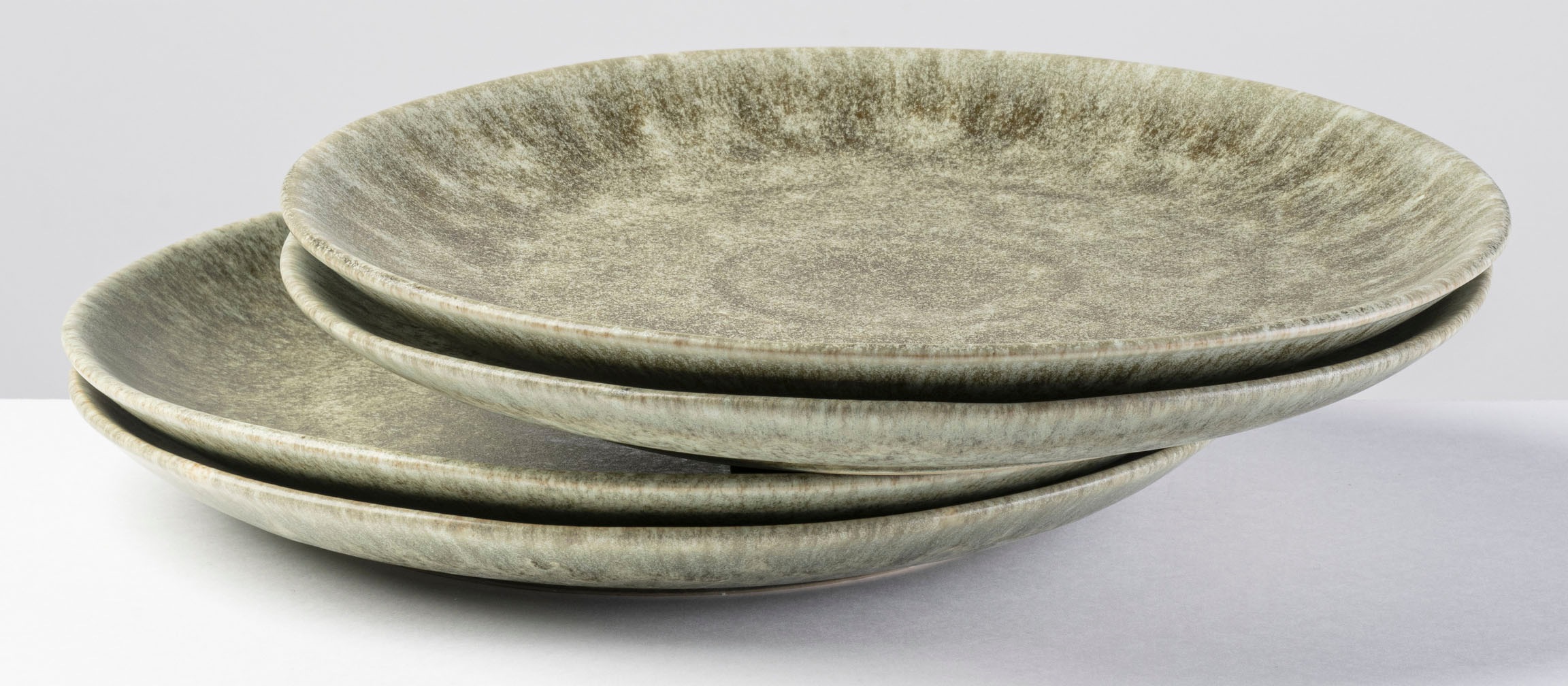 gipfelstück Speiseteller "Teller Set, MoosnStein" Scandi-Style, glänzende Reaktivglasur, jedes Stück ein Unikat
