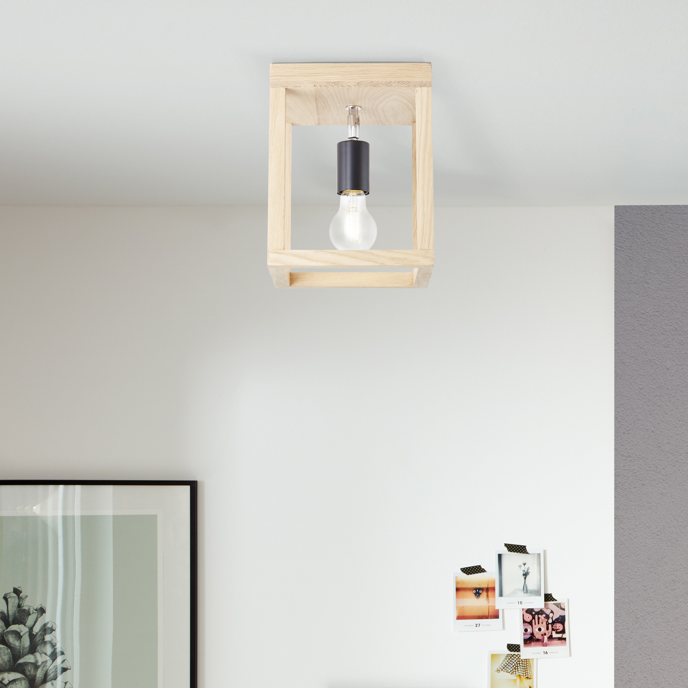 Brilliant Deckenleuchte »Nerea«, 1 flammig, Leuchtmittel E27 | ohne Leuchtmittel, 25 x 20 x 20 cm, E27, Holz/Metall, eiche geölt