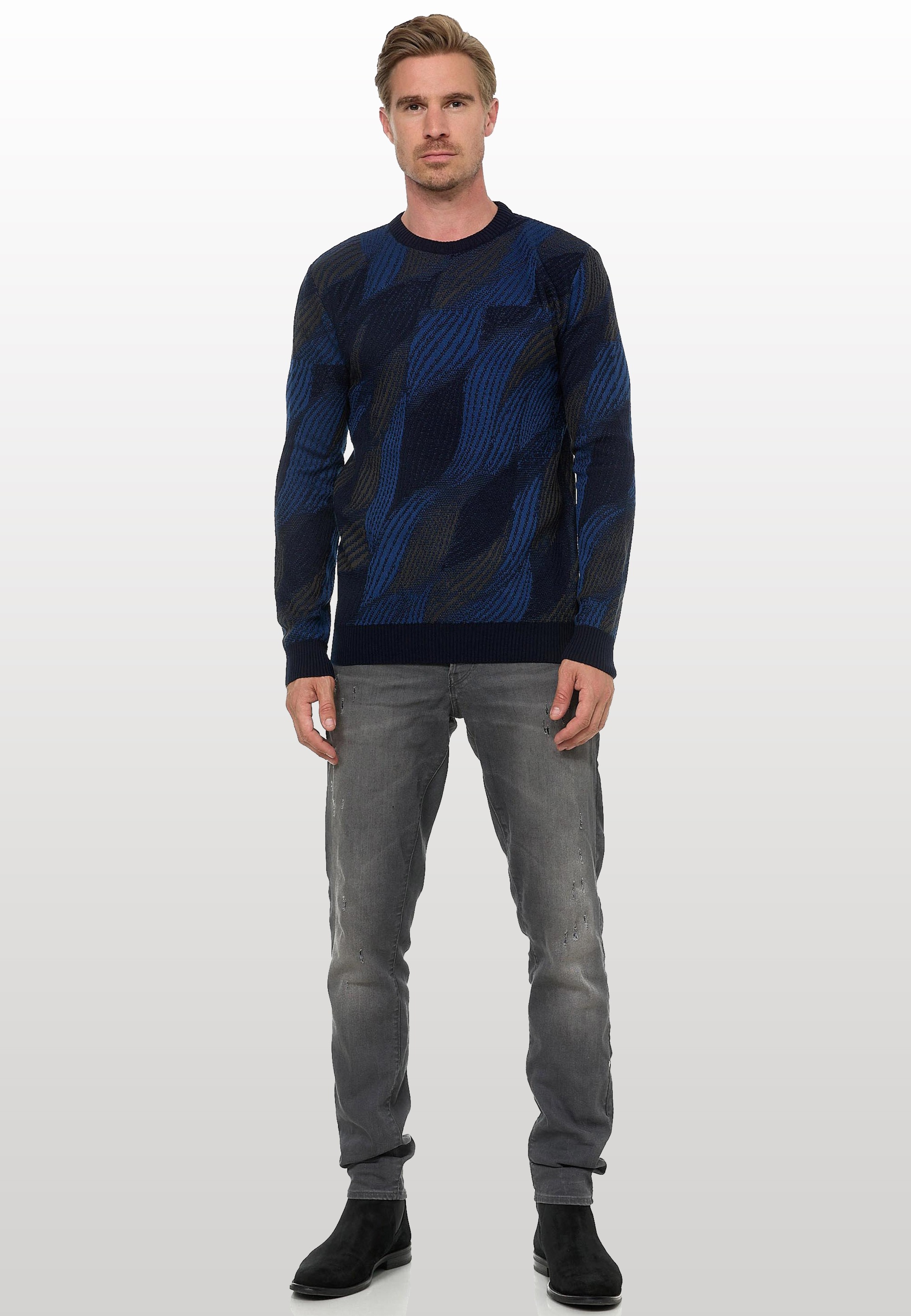 Rusty Neal Strickpullover, im angesagten Wellen-Design