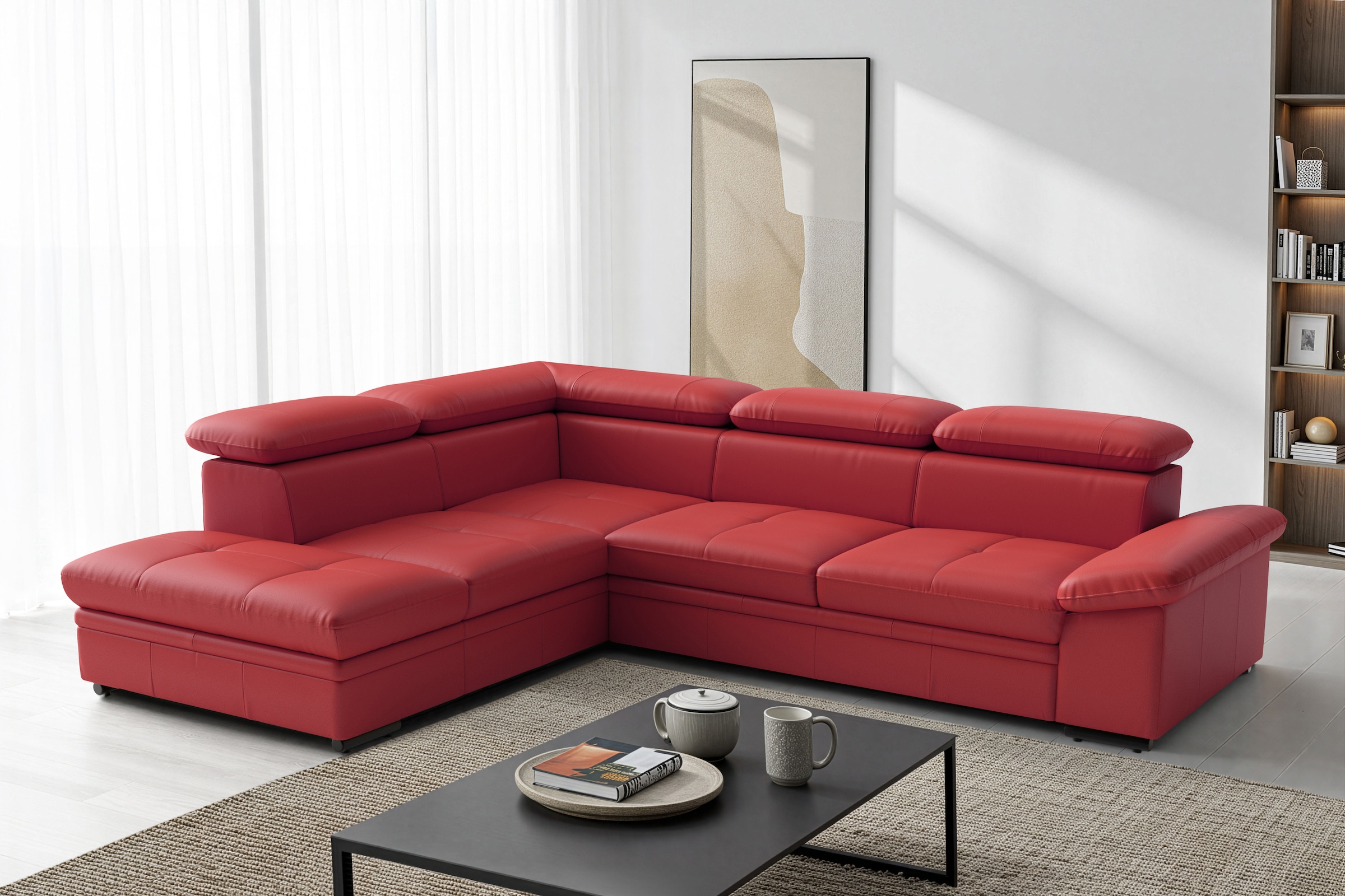 sit&more Ecksofa "Viola L-Form, B: 249 cm, Arm- & Kopfteilverstellung" optional Schlaffunktion, Sofa mit Komfortsitz in Leder