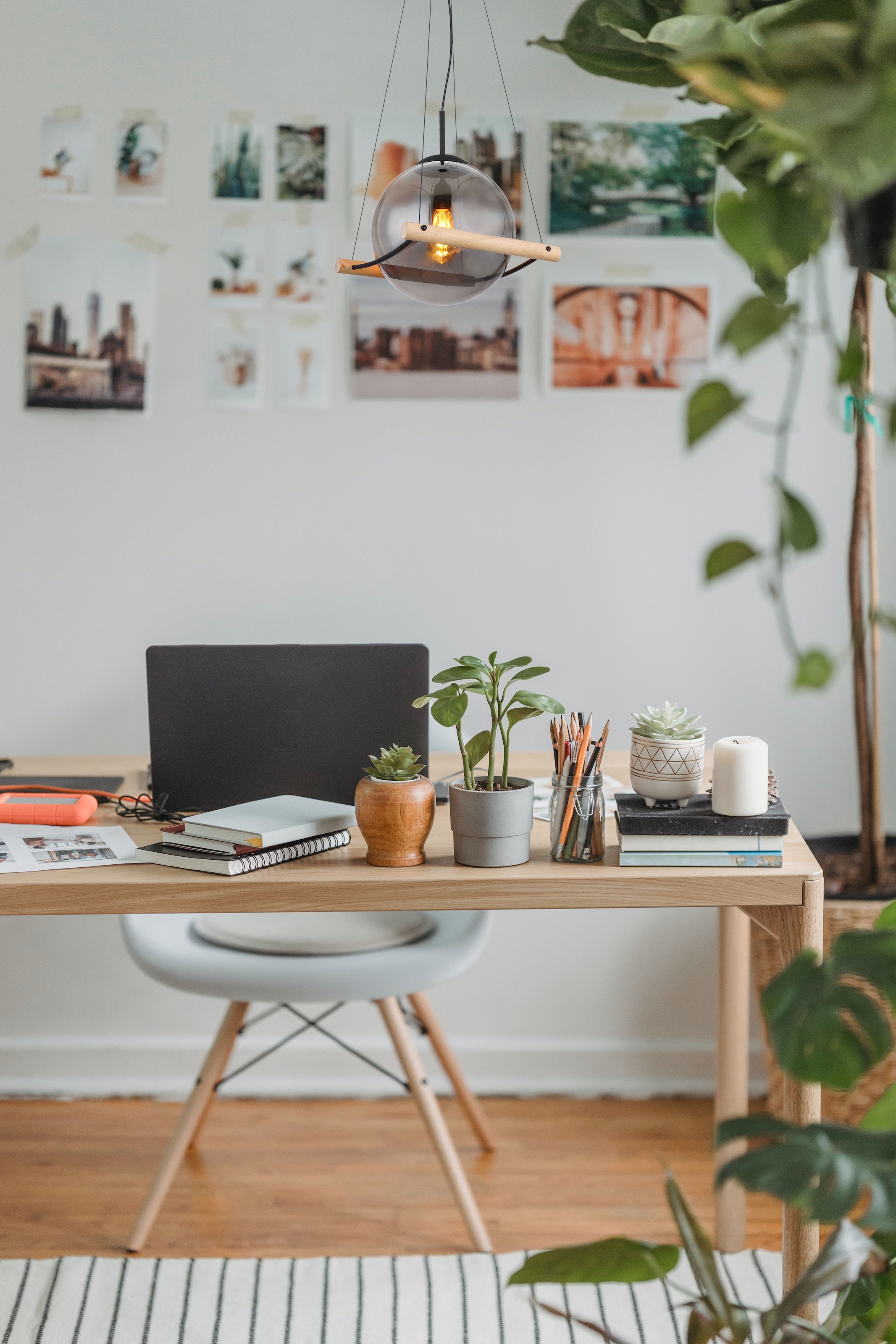 GLOBO LIGHTING Hängeleuchte »LEONA« E27 1 Stk. Hängeleuchte Schwarz/Holz, Rauchglas, höhenverstellbar, E27