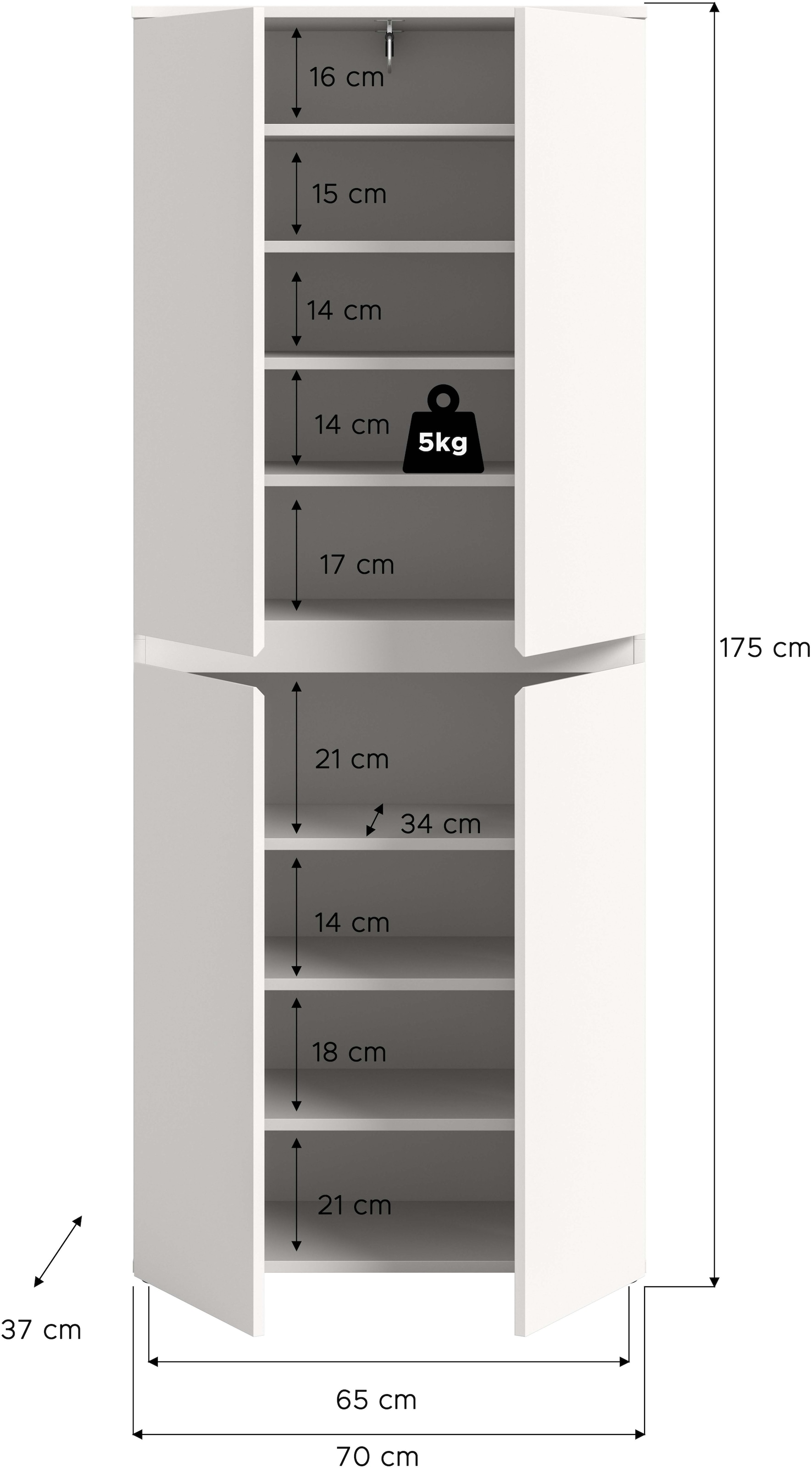 INOSIGN Mehrzweckschrank »CIPELA« 1 Stk. tlg. BxH:70x175 cm, viel Stauraum, variable Einlegeböden, Kleiderstange