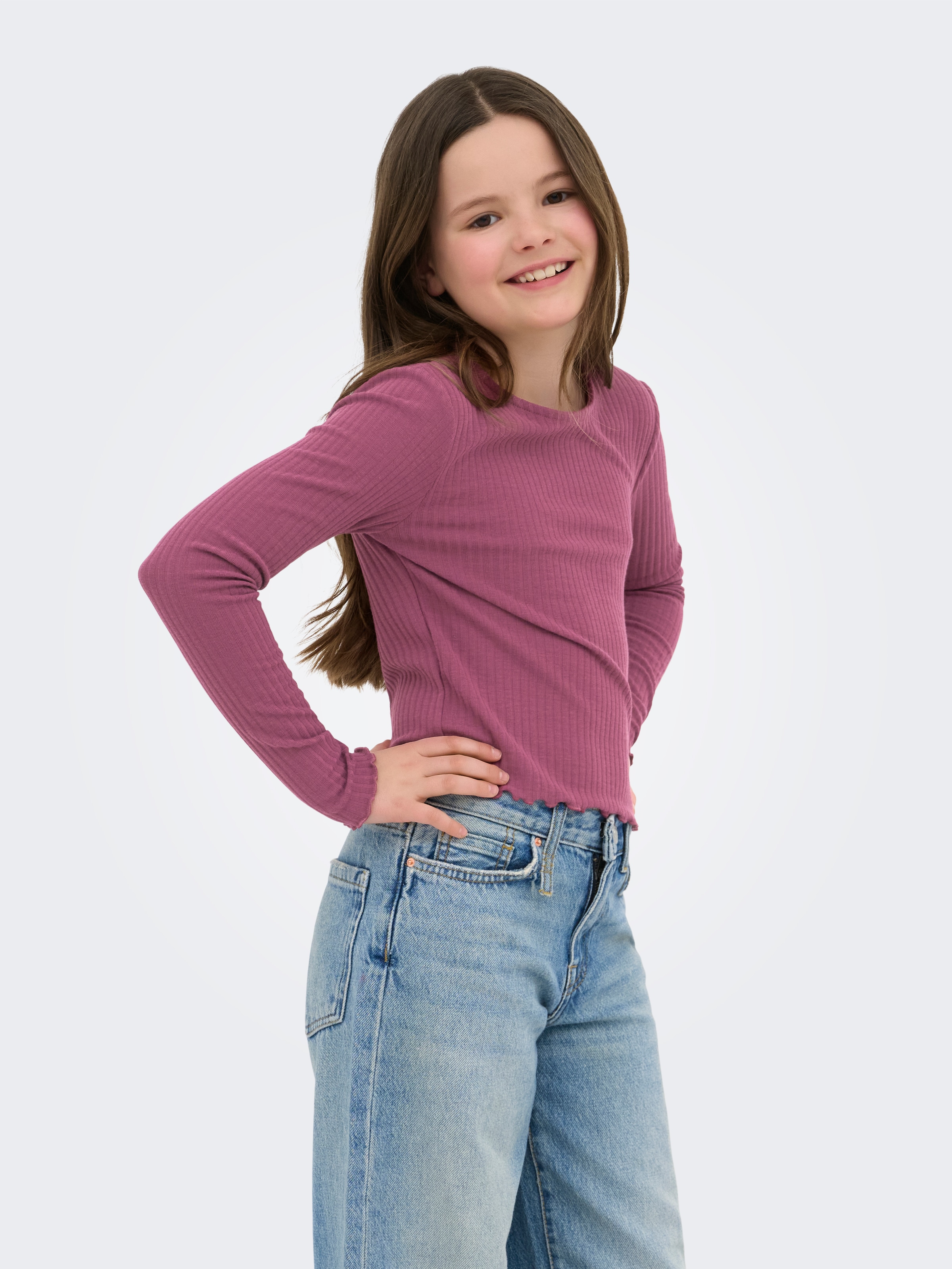 KIDS ONLY Langarmshirt "KOGNELLA L/S O-NECK TOP JRS NOOS" Materialmix