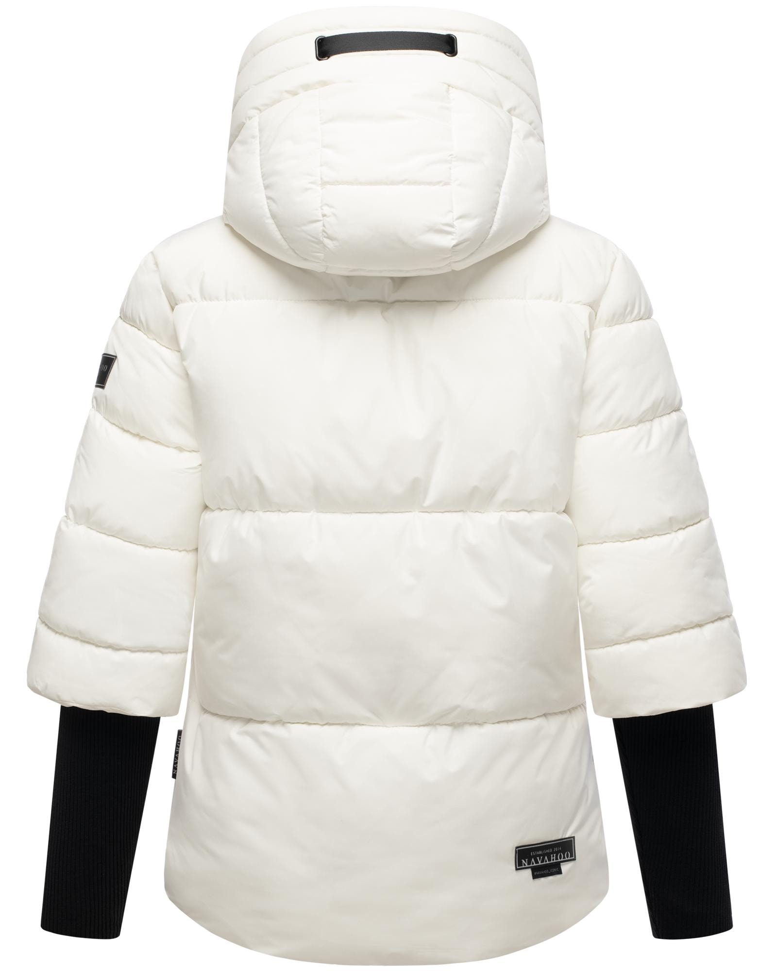 Navahoo Steppjacke »Lotusherz XIV«, mit Kapuze, Warme gesteppte Winterjacke mit Rippstrickärmeln