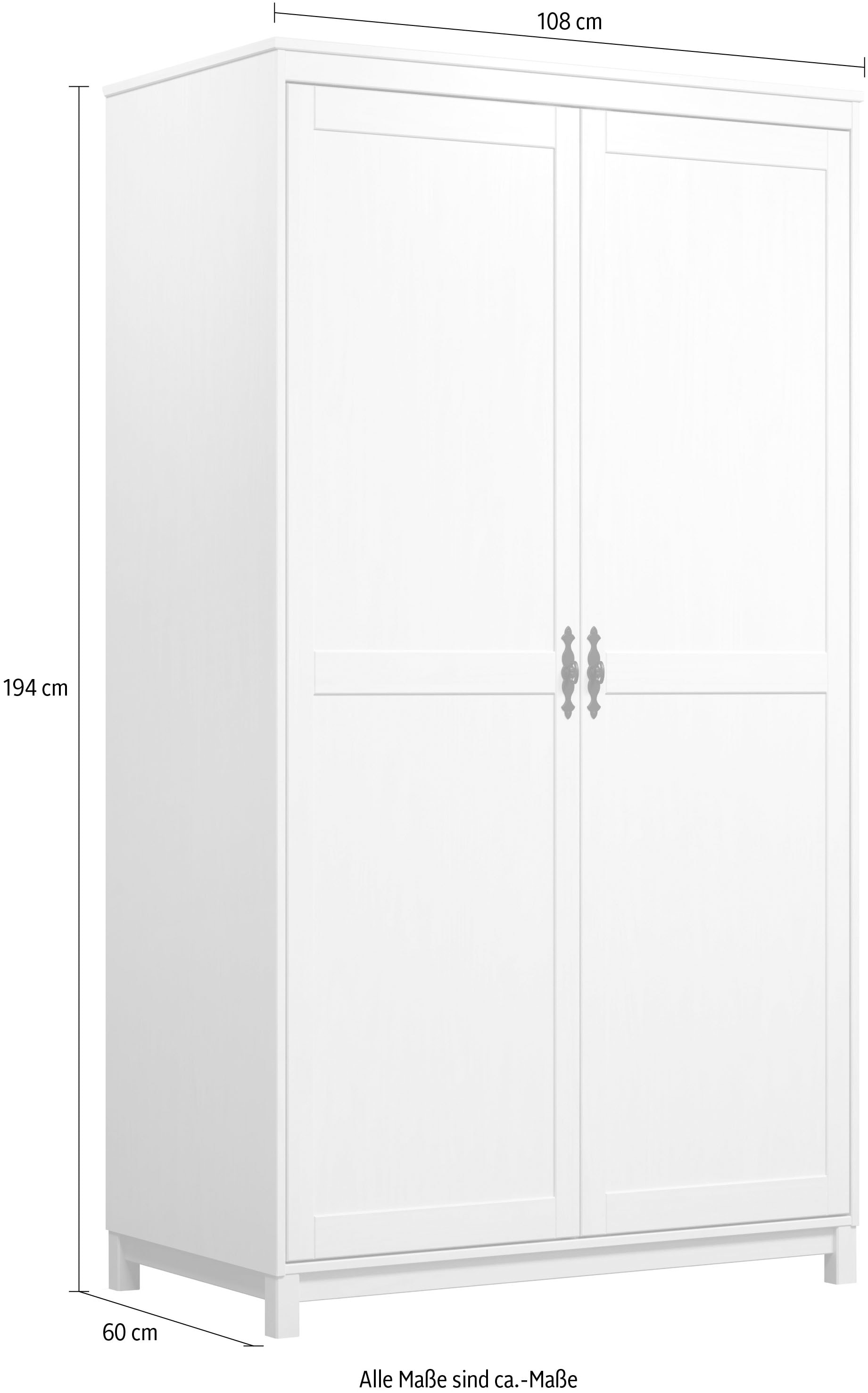 Home affaire Kleiderschrank »Sandnes«, (1 St.), Massivholz Schlafzimmerschrank mit besonderen Metallgriffen
