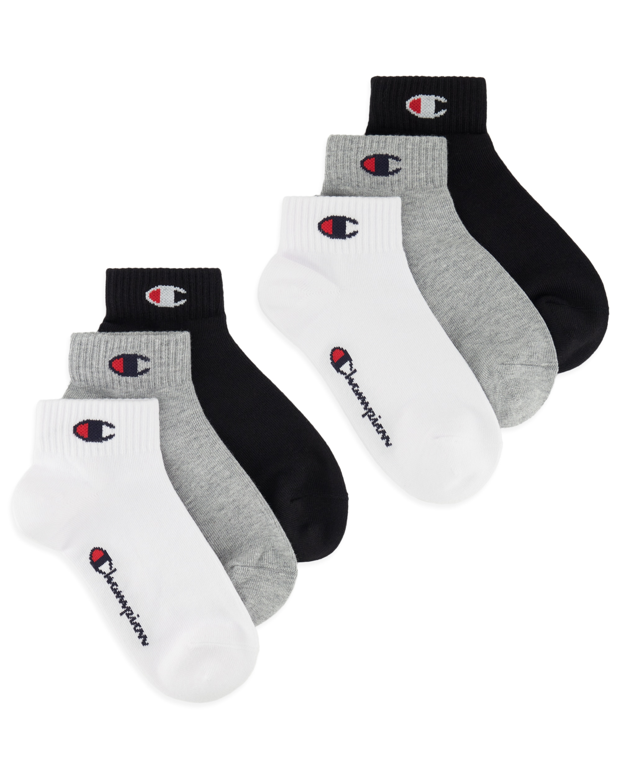 CHAMPION Mädchen Kurzsocken "6 Pack Quarter Socks", Gr. 31oxgm, oxgm, wht, wht, nbk, nbk, ns, Baumwollmischung, unifarben, Socken, für sportive