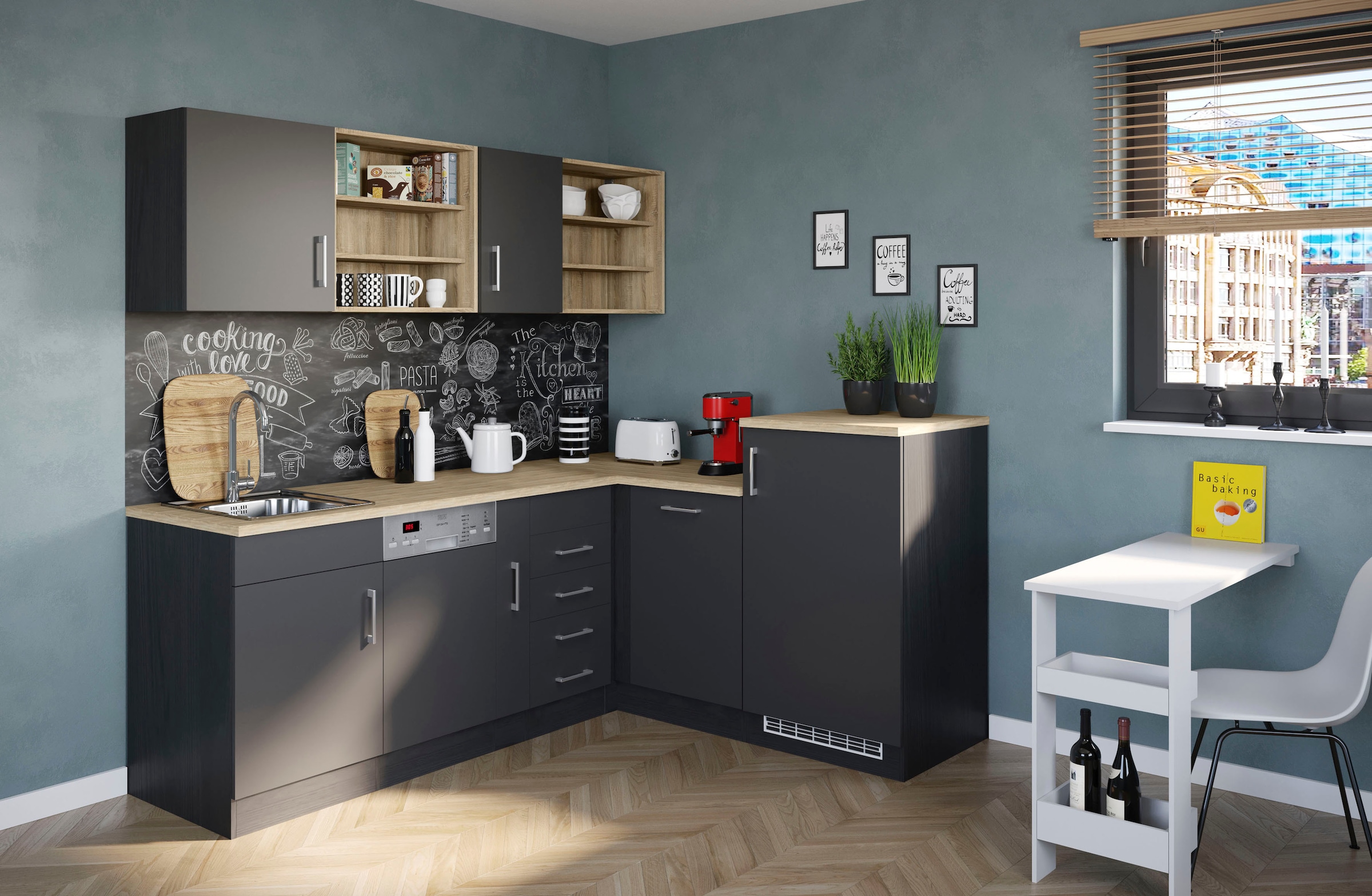 KOCHSTATION Küche »KS-Mali« Stellbreite 210/170 cm, mit E-Geräten