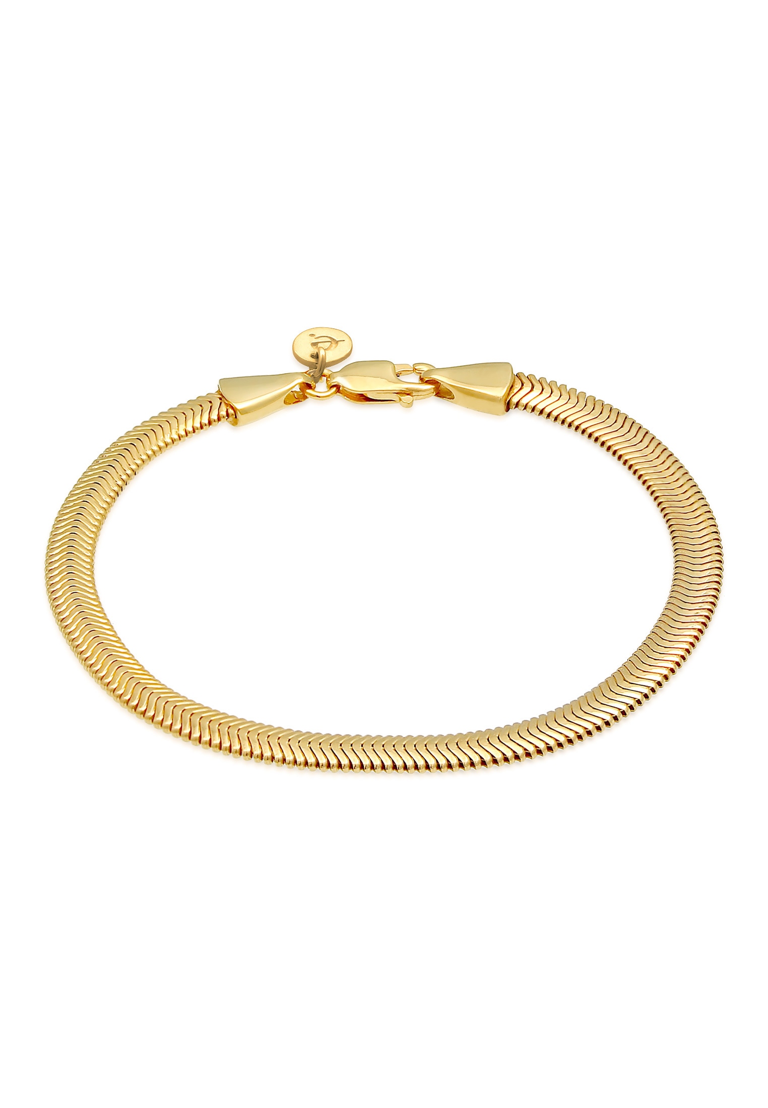 ELLI PREMIUM Damen Armkette "Armband Flach Elegant Schlangenkette 925 Silber", 160, Silber 925 (Sterlingsilber), gold, Silber 925 (Sterlingsilber),