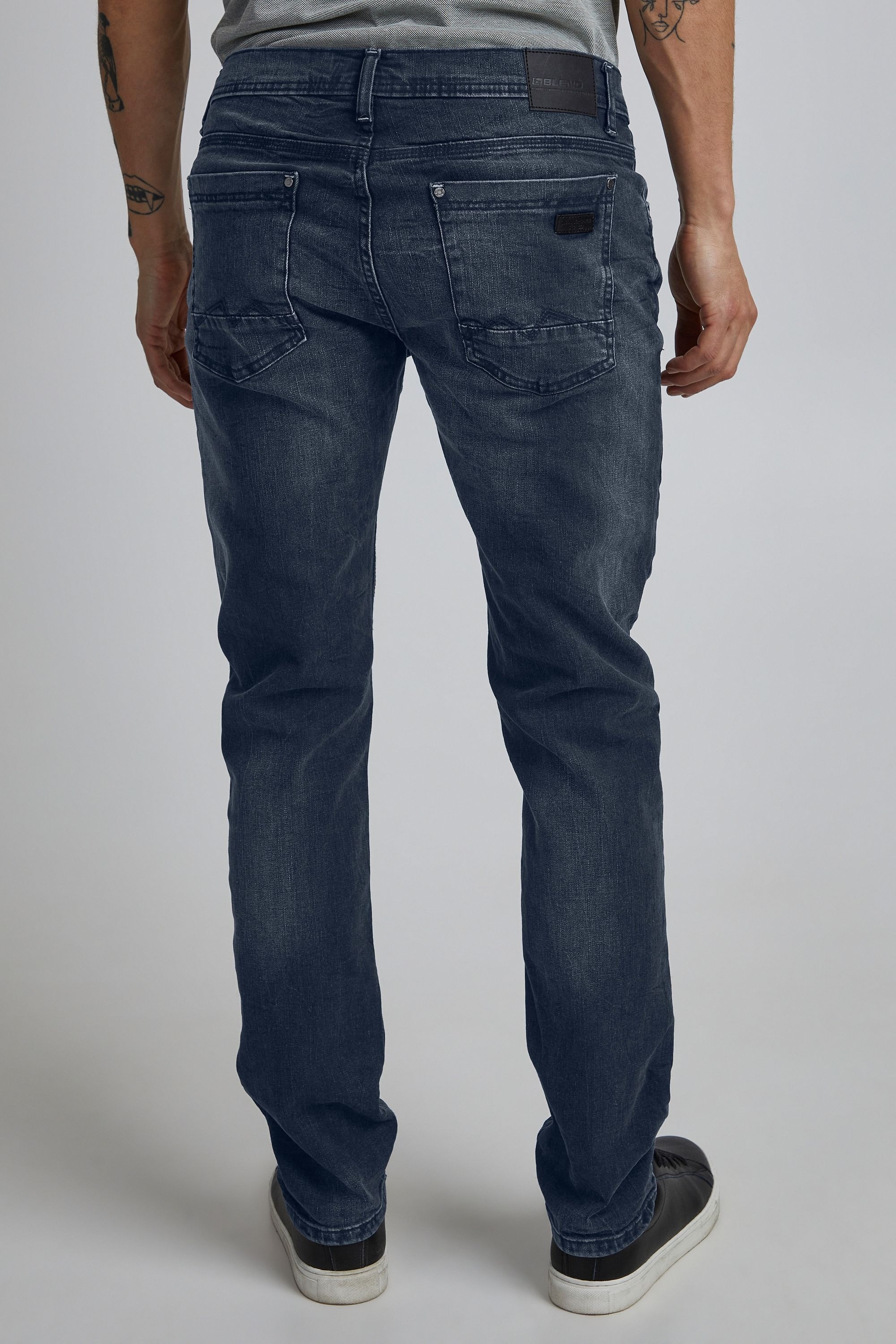 Slim-fit-Jeans BLEND "BHTwister", Herren, Gr. 33, Länge 32, middle blau, Jeans, 98% Baumwolle, 2% Elasthan, unifarben, slim fit normal, Jeans Slim-fit-Jeans, Jeanshose mit normalem Bund und schmalem Bein - Twister Fit 3