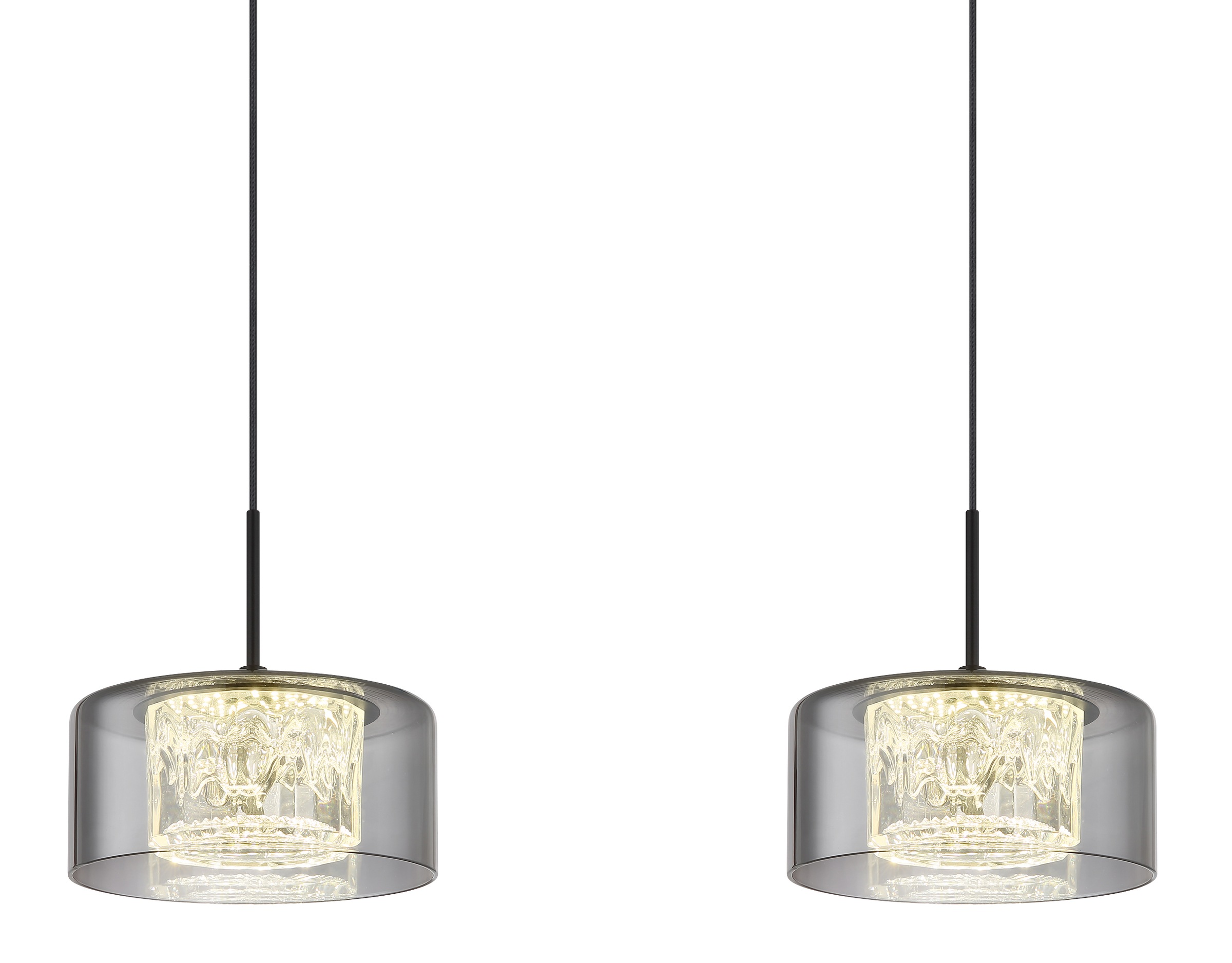 GLOBO LIGHTING LED Pendelleuchte »FOGSY«, Leuchtmittel LED-Modul | LED fest integriert, Hängelampe/Pendelleuchte/Glas rauchfarben/Höhe kürzbar/Esstisch