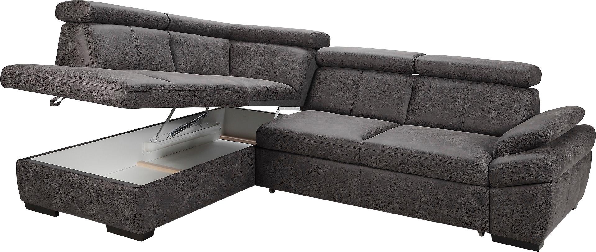 exxpo - sofa fashion Ecksofa »Salerno, klassisch modernes Funktionssofa, hoher Sitzkomfort, L-Form«, inkl. Kopf- und Armteilverstellung, wahlweise mit Bettfunktion