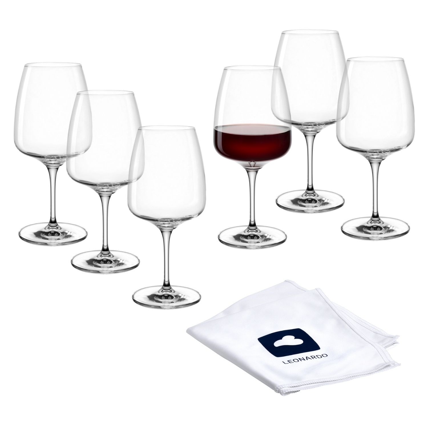 Rotweinglas »6 Weingläser CESTI + Poliertuch«, (Set, 7 tlg.), 6 Rotwein-Gläser mit...