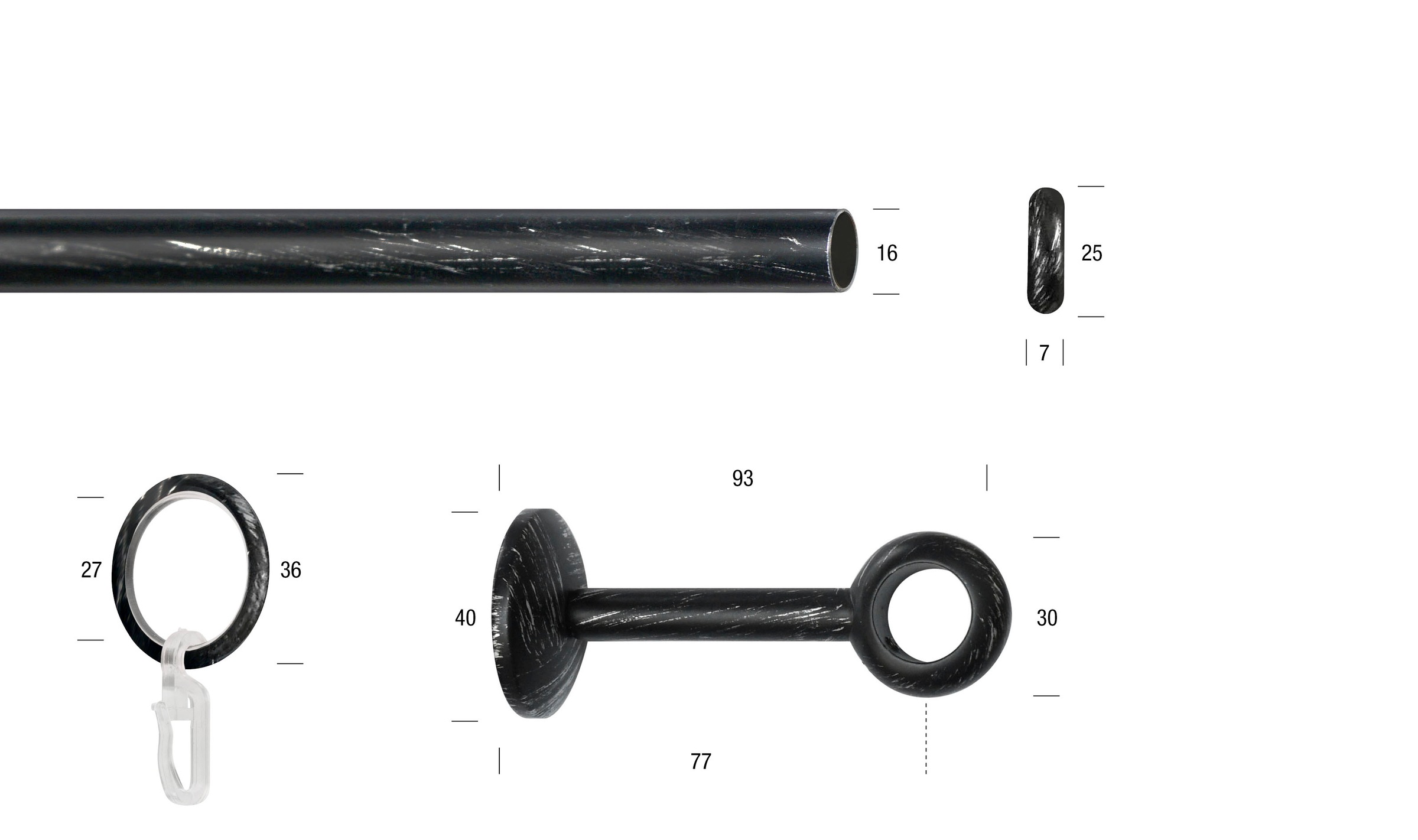 Thumbnail - GARESA Gardinenstange "ESPERANCA" Ø 16 mm 1 läufig-läufig Wunschmaßlänge rustikale Vorhanggarnitur, verlängerbar, Eisen,...