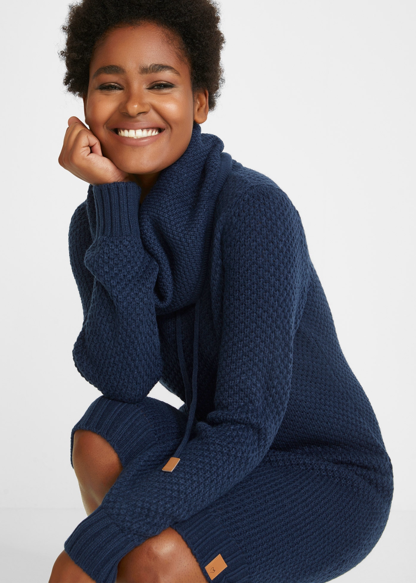 bonprix Strickkleid »Strickkleid mit Schalkragen« Strickkleid mit Schalkragen