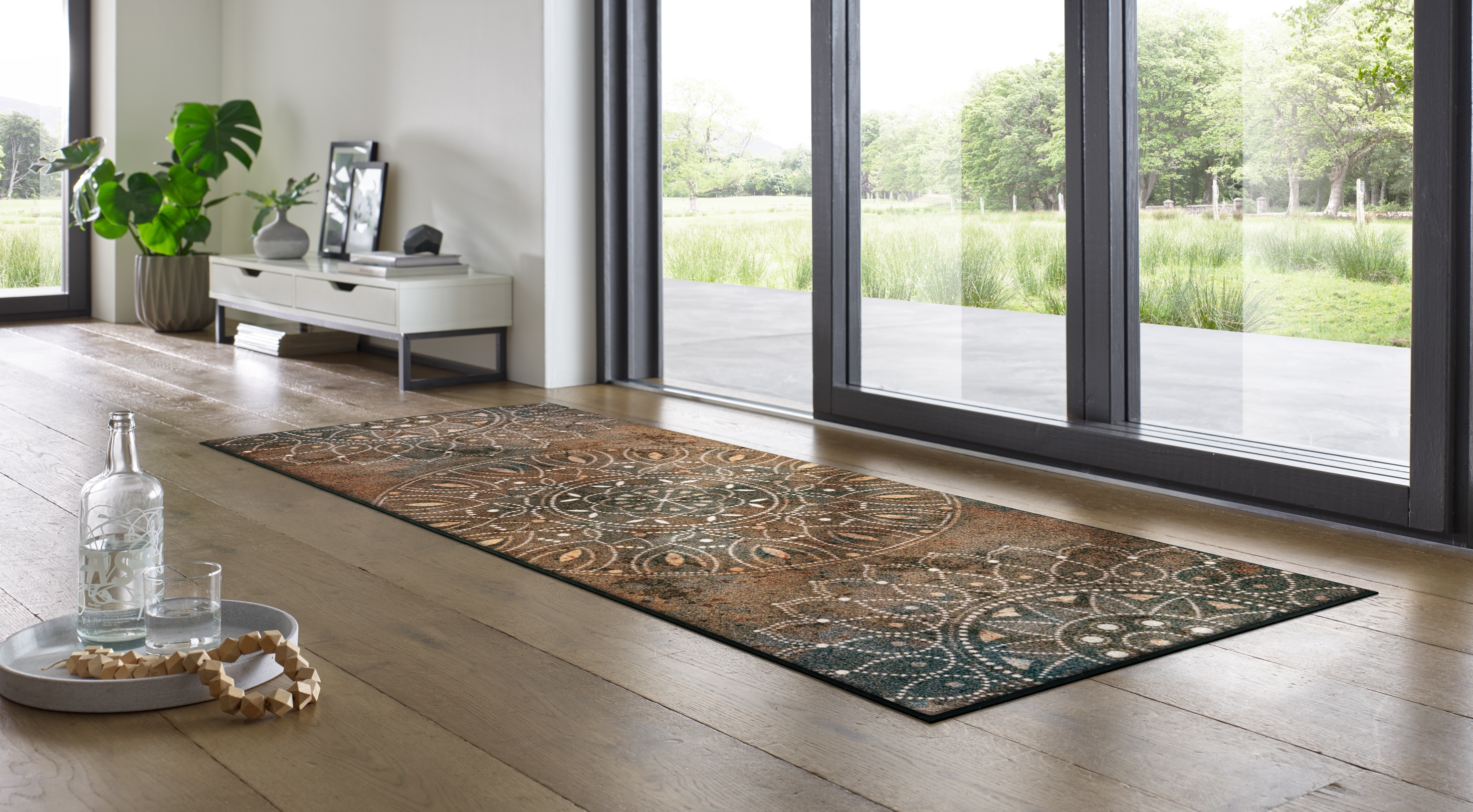 wash+dry by Kleen-Tex Teppich "Madhana" rechteckig 7 mm Höhe Motiv Mandala, rutschhemmend, In- und Outdoor geeignet, waschbar