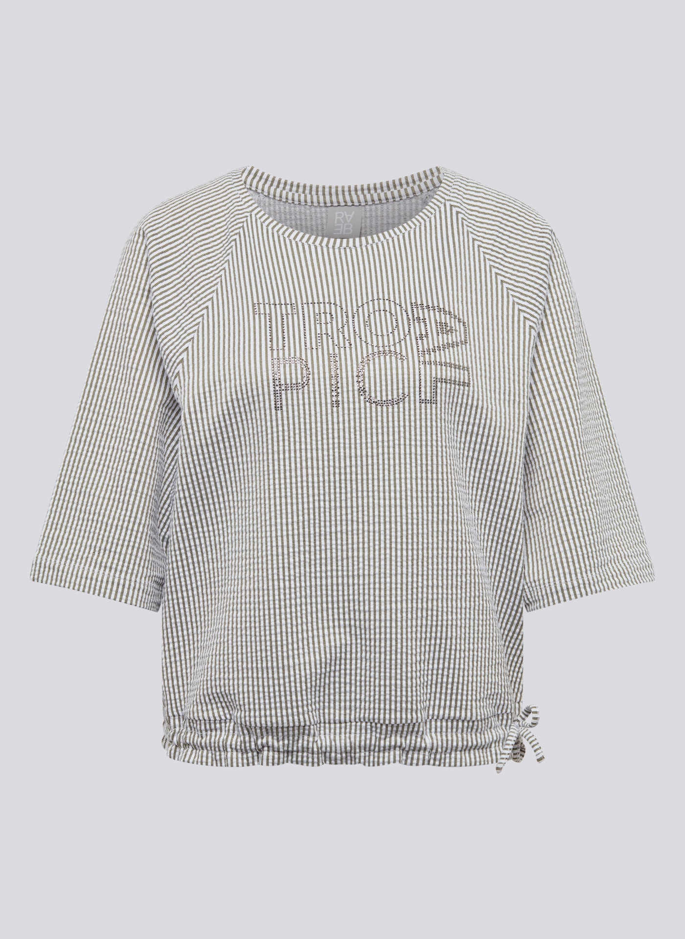 Rabe Kurzarmshirt, im Streifen-Look und mit Bindung am Saum