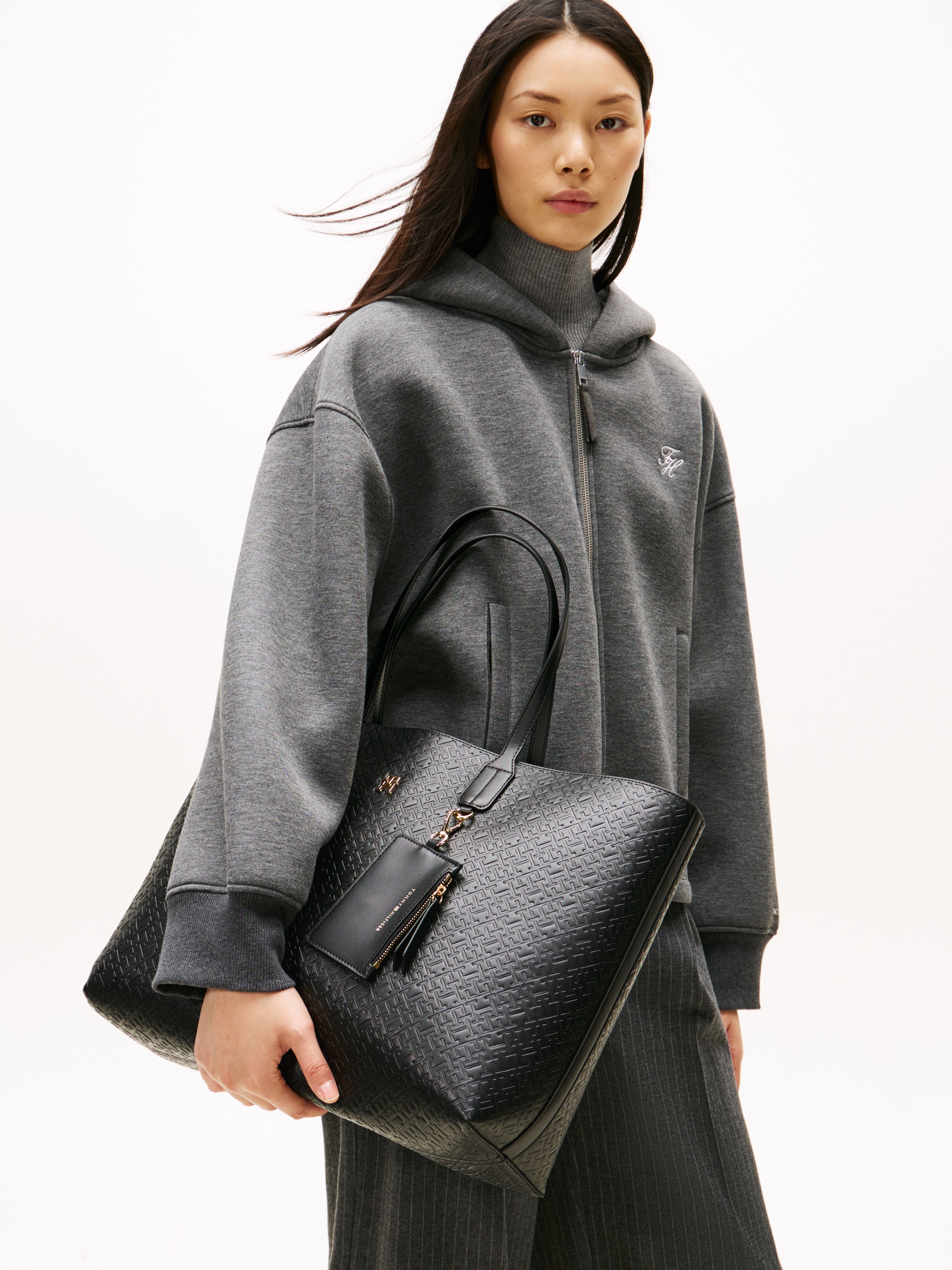Tommy Hilfiger Tragetasche »TH ICON TOTE MONO«, Damen Schultertasche, Shopper mit geprägten Logoinitialen
