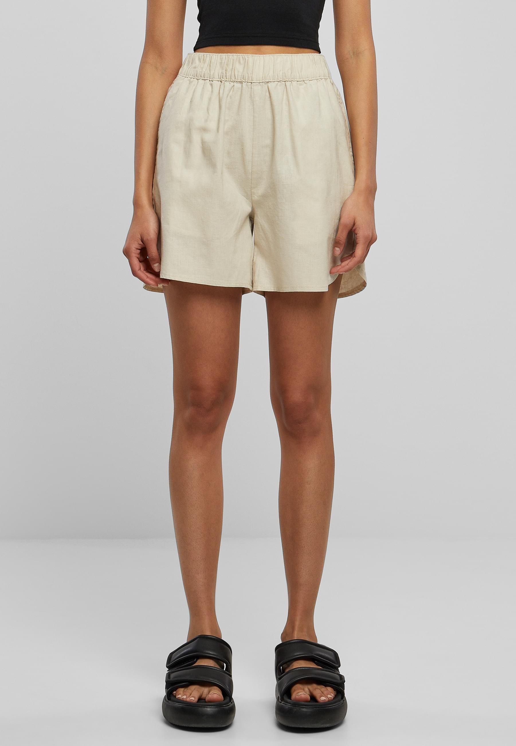 URBAN CLASSICS Shorts »Urban Classics Damen Ladies Linen Mixed Shorts«, (1 tlg.)