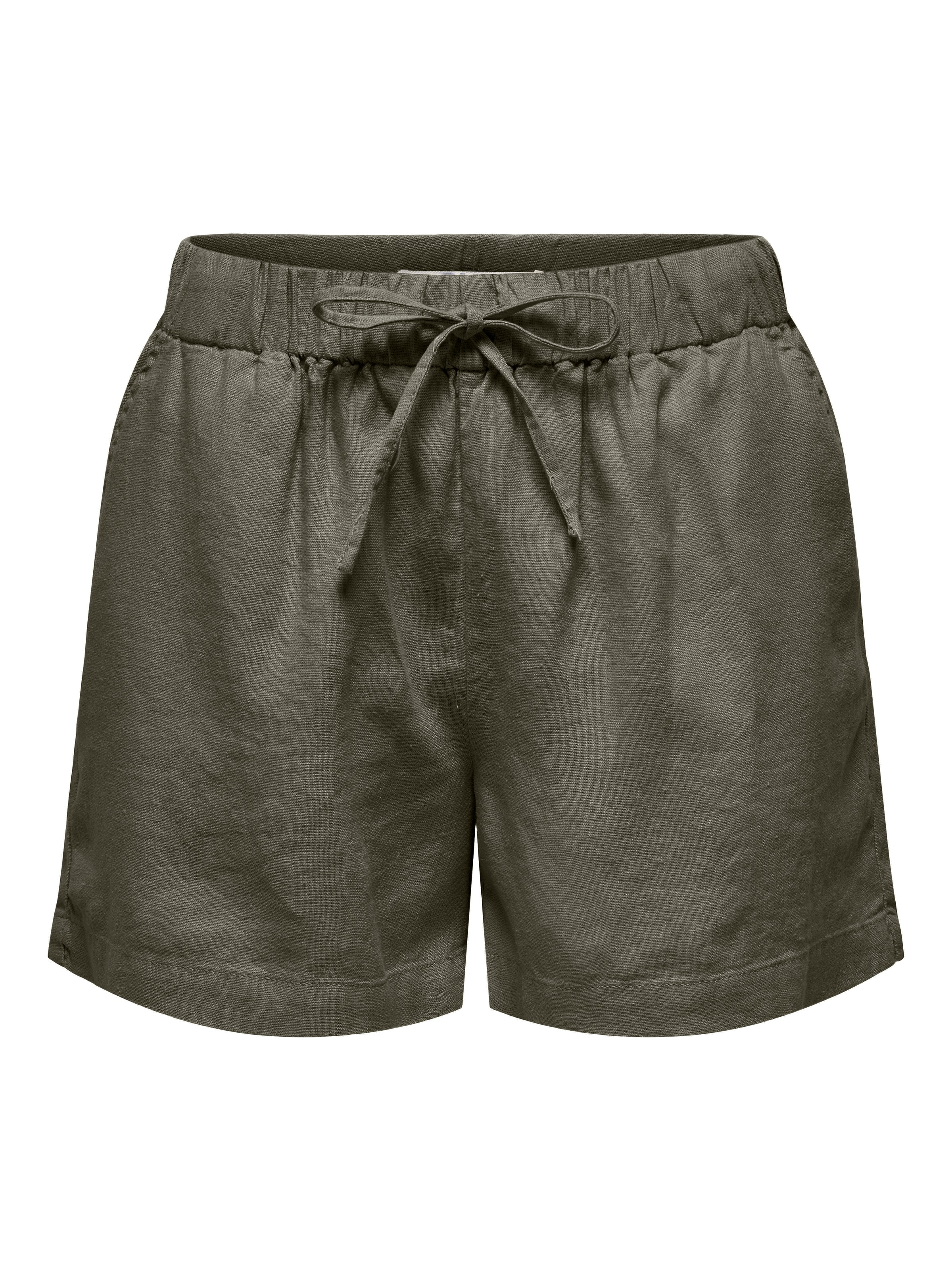 ONLY Shorts »ONLGOA MW LIN BL PULL-UP SHORTS CC PNT«  mit Leinen