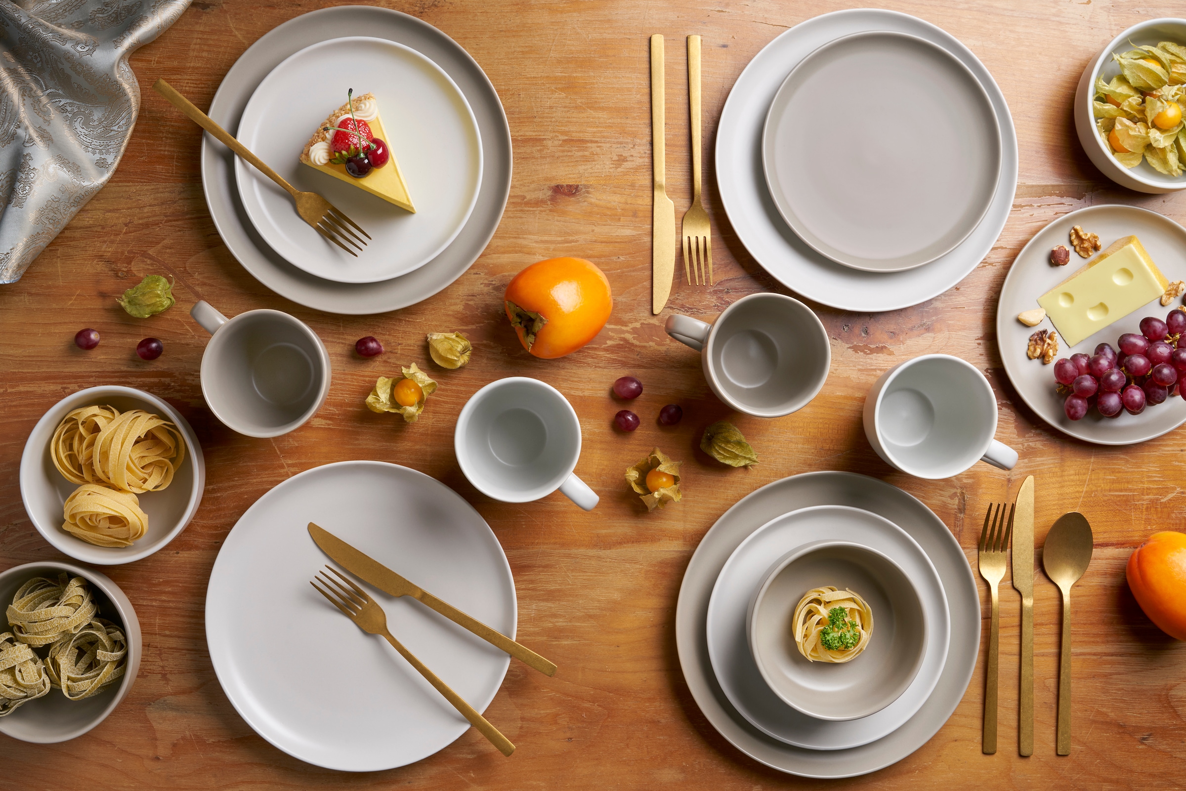 van Well Kombiservice »Geschirr-Set Stockholm, 16-teilig«, (Set, 16 tlg.), rund, sand/taupe, spülmaschinen- und mikrowellengeeignet