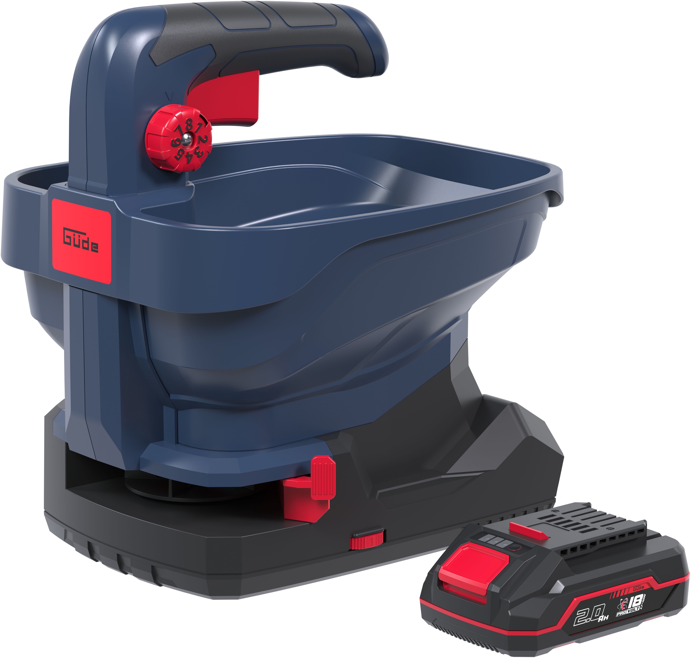 GÜDE Handstreuer "Akku Universalstreuer »GUS 18-201-05«", B:21,5cm H:29,5cm L:26cmblau, Handstreuer, für: Samen und Streusalz, Streubreite 5m, Inkl