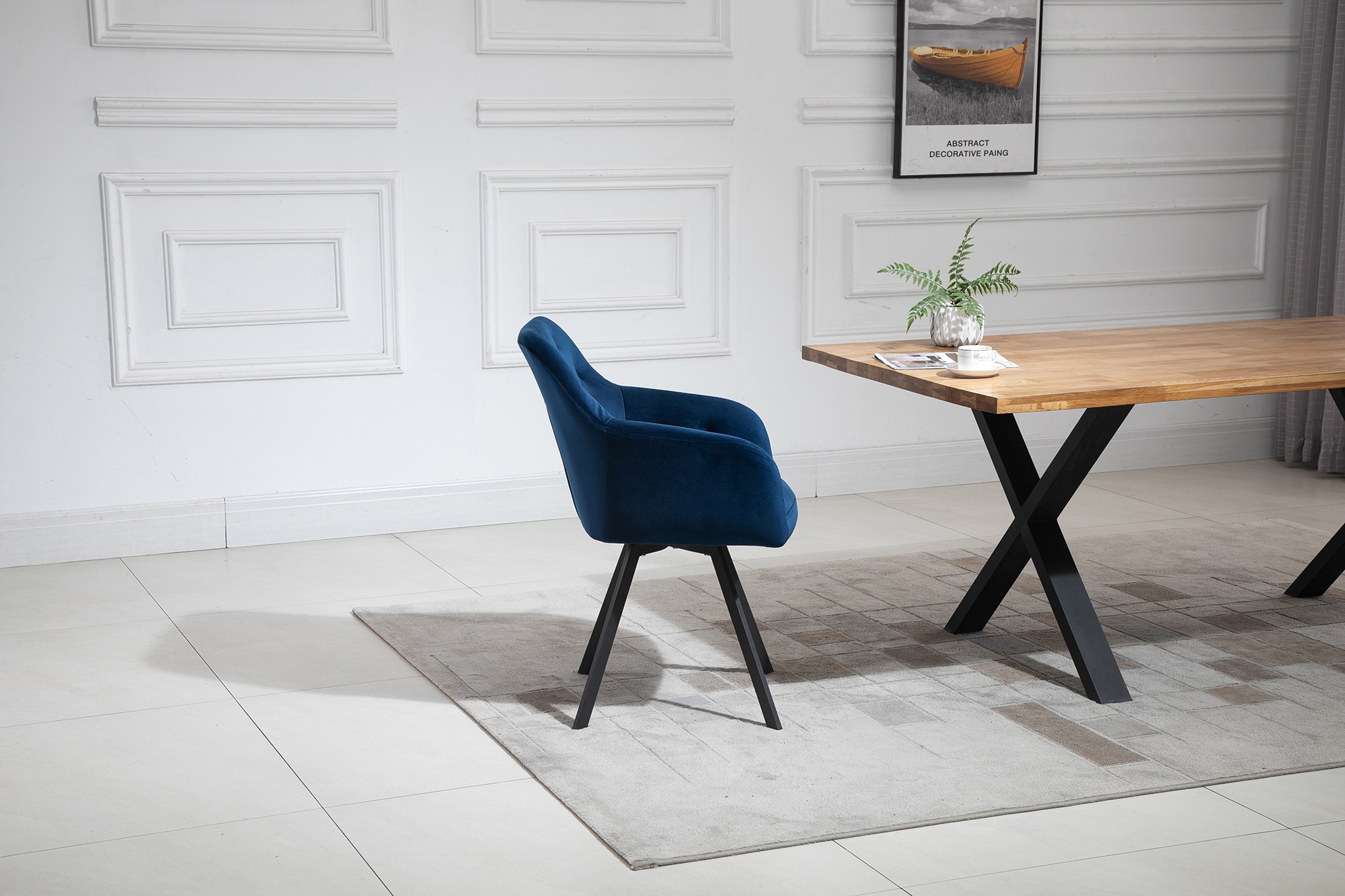 SalesFever Essgruppe »Stilvolle Essgruppe«, (Set, 5 tlg.), 5-teilige Sitzgruppe mit 360° Drehplatte und echter Baumkante