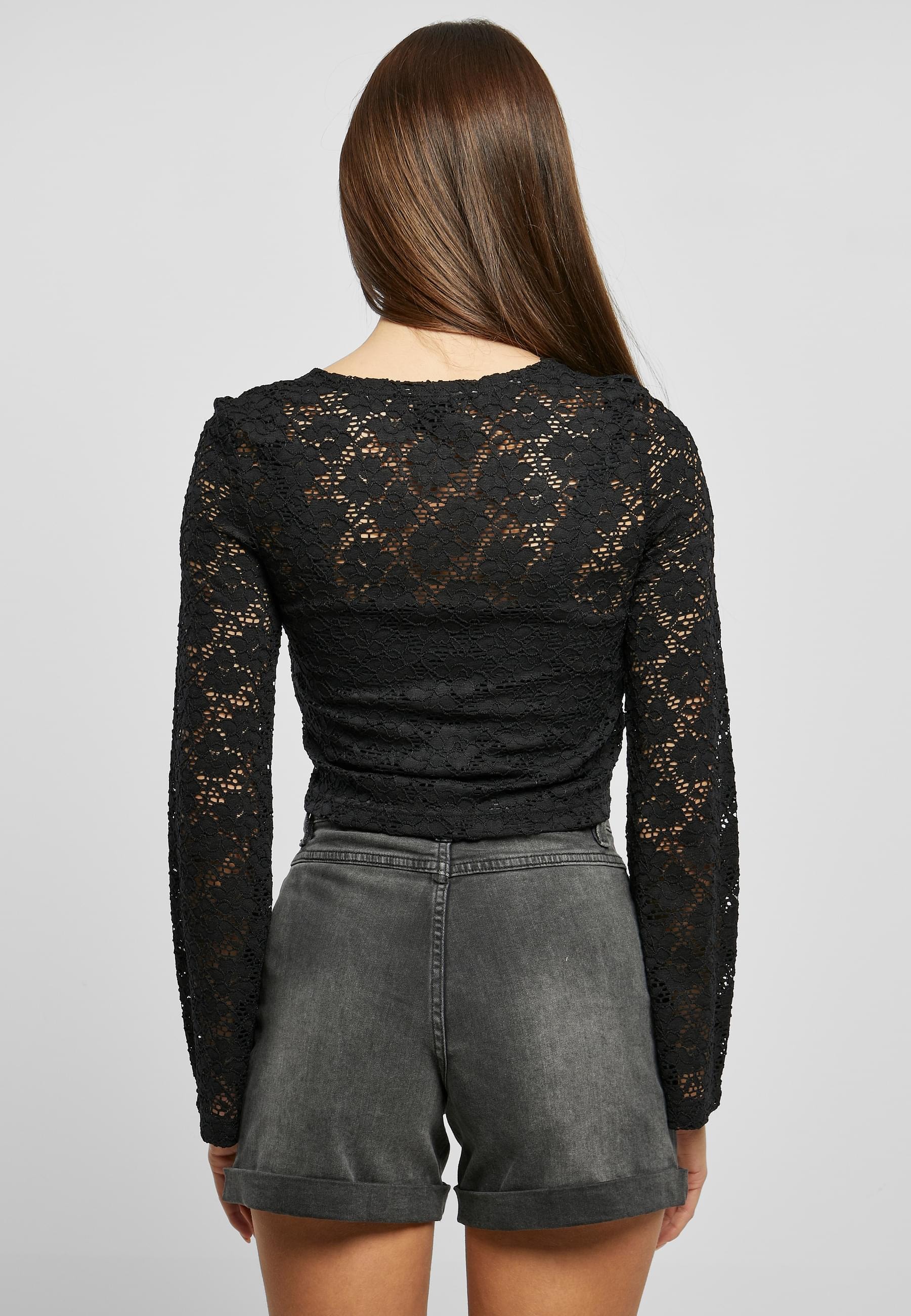 URBAN CLASSICS Longsleeve »Urban Classics Damen Ladies Cropped Lace Longsleeve«, (1 tlg.)