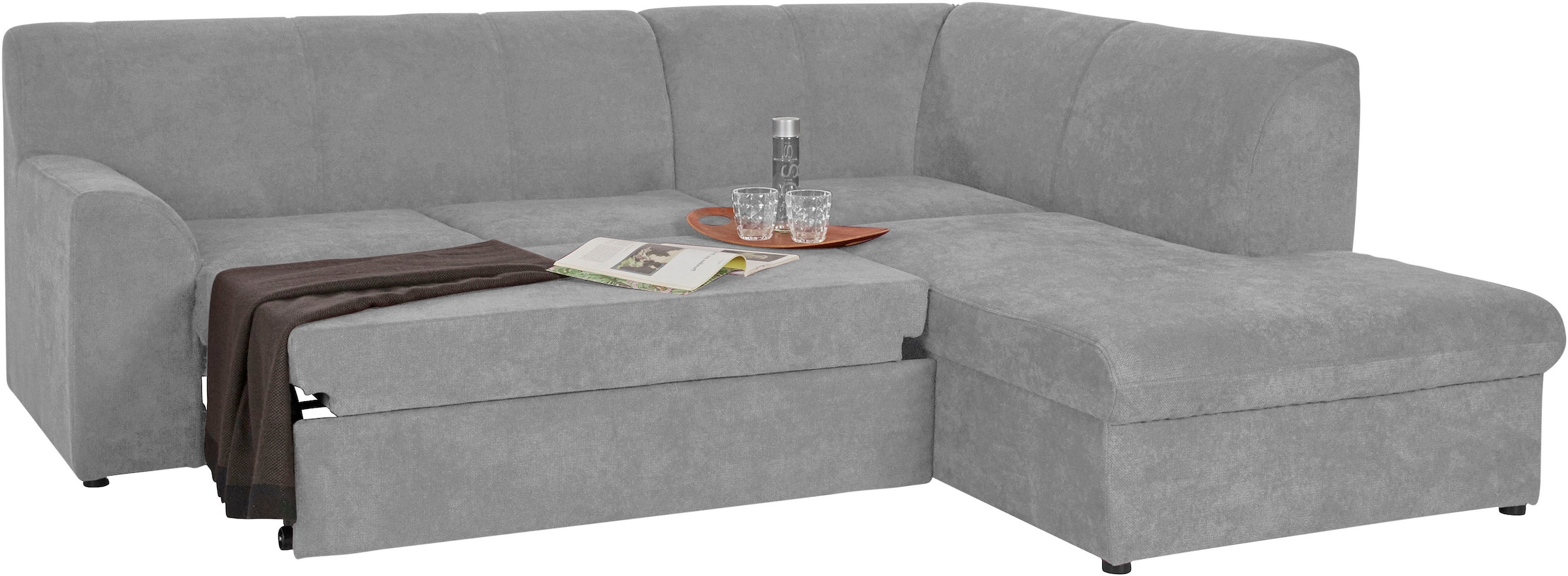 DOMO collection Ecksofa »Topper zeitlos elegant, kompakte Stellmaße, OTTOs Choice, L-Form«, mit Ottomane, wahlweise mit Schlaffunktion