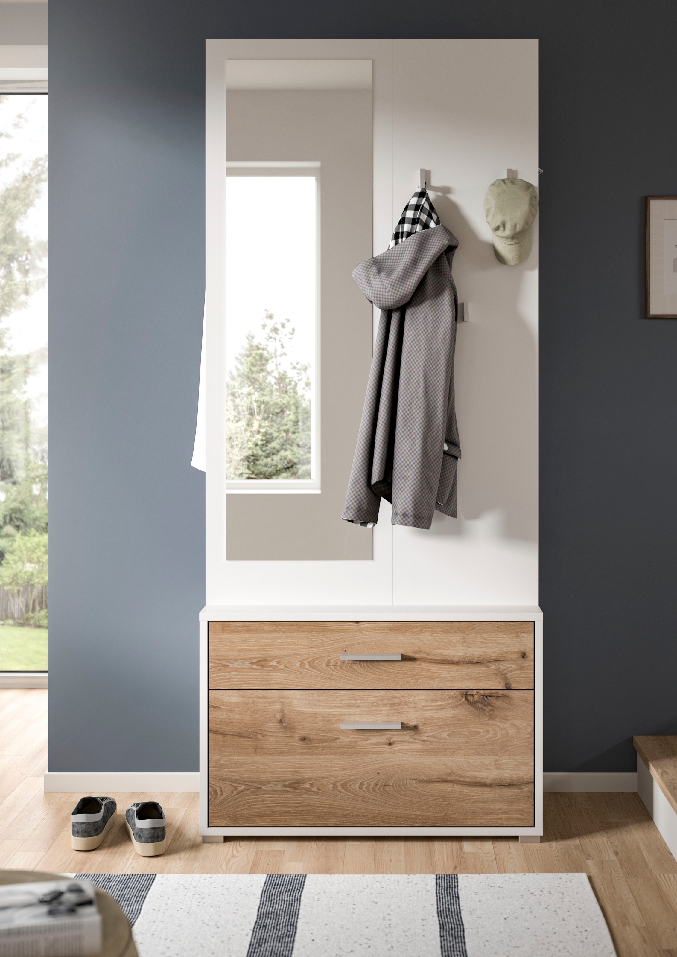 Home affaire Kompaktgarderobe "Morrea, Höhe 190 cm, 1 Schubkästen, 6 Haken, günstig online kaufen