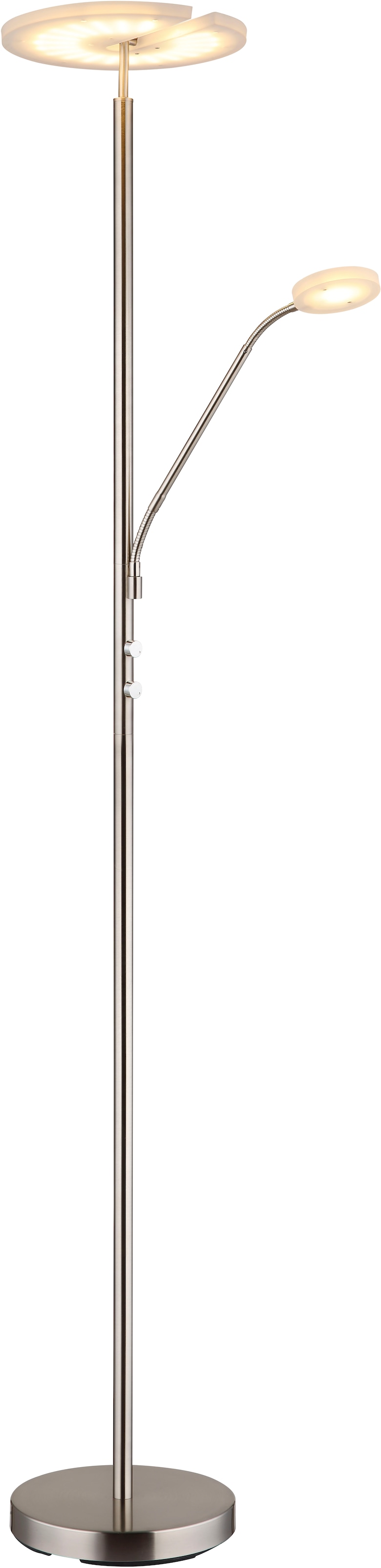 GLOBO LIGHTING Deckenfluter "STANFORD", Ø 30cm H: 180cm, 1 Stk., silber, Wohnzimmer, Leuchten, Stehlampe Stehleuchte Fluter Wohnzimmer Flur