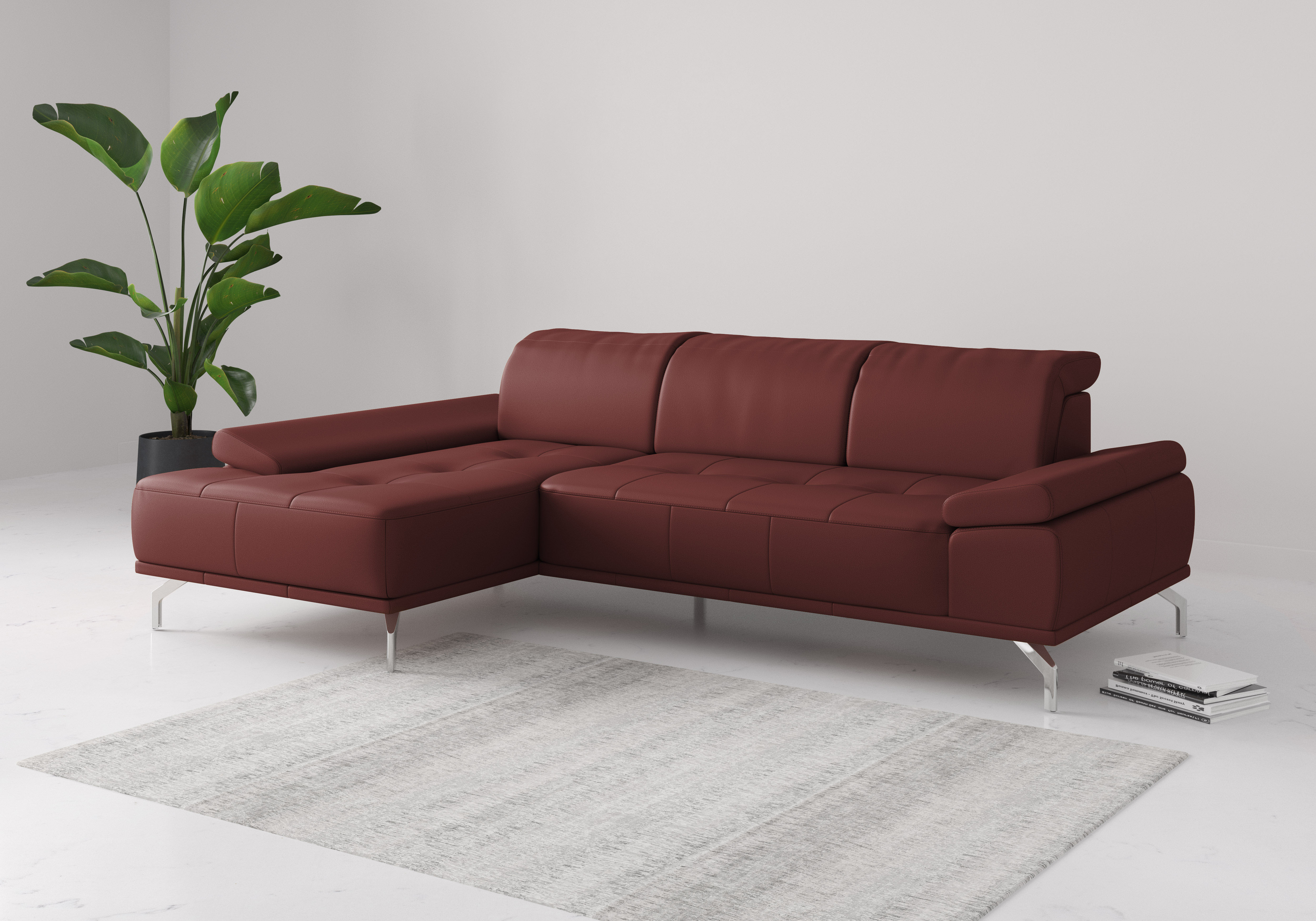 OTTO home Ecksofa "Caluna, L-Form, B:280cm, Federkern, in Stoff und Leder" Inkl.Sitztiefenverstellung, wahlweise mit Kopf- und Armteilverstellung