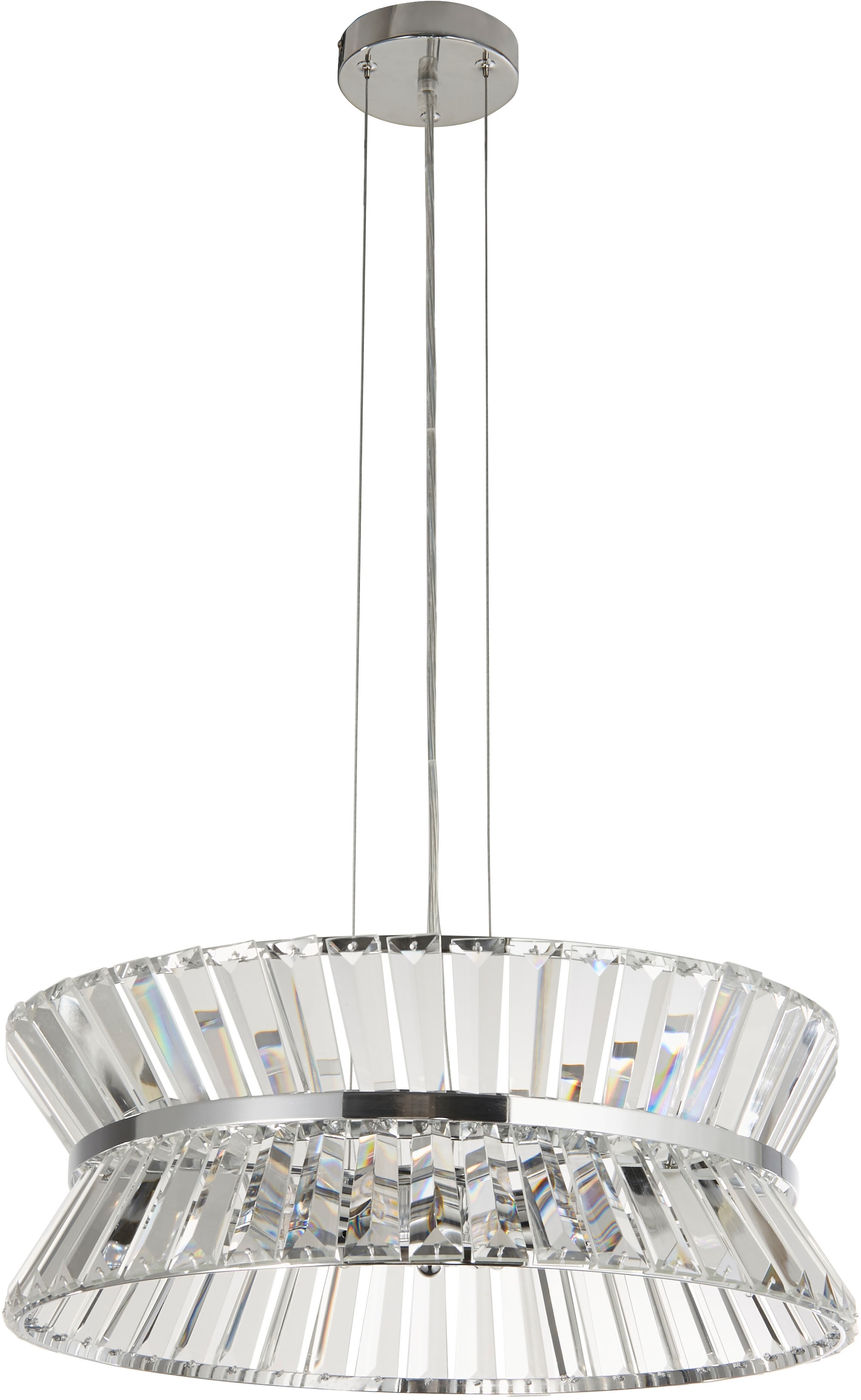 SEARCHLIGHT Hängeleuchte "Hängeleuchte Uptown, 7-flammig", 7, Ø 50cm H: 25cm, 1 Stk., silber, Wohnzimmer, Leuchten, Glamourös