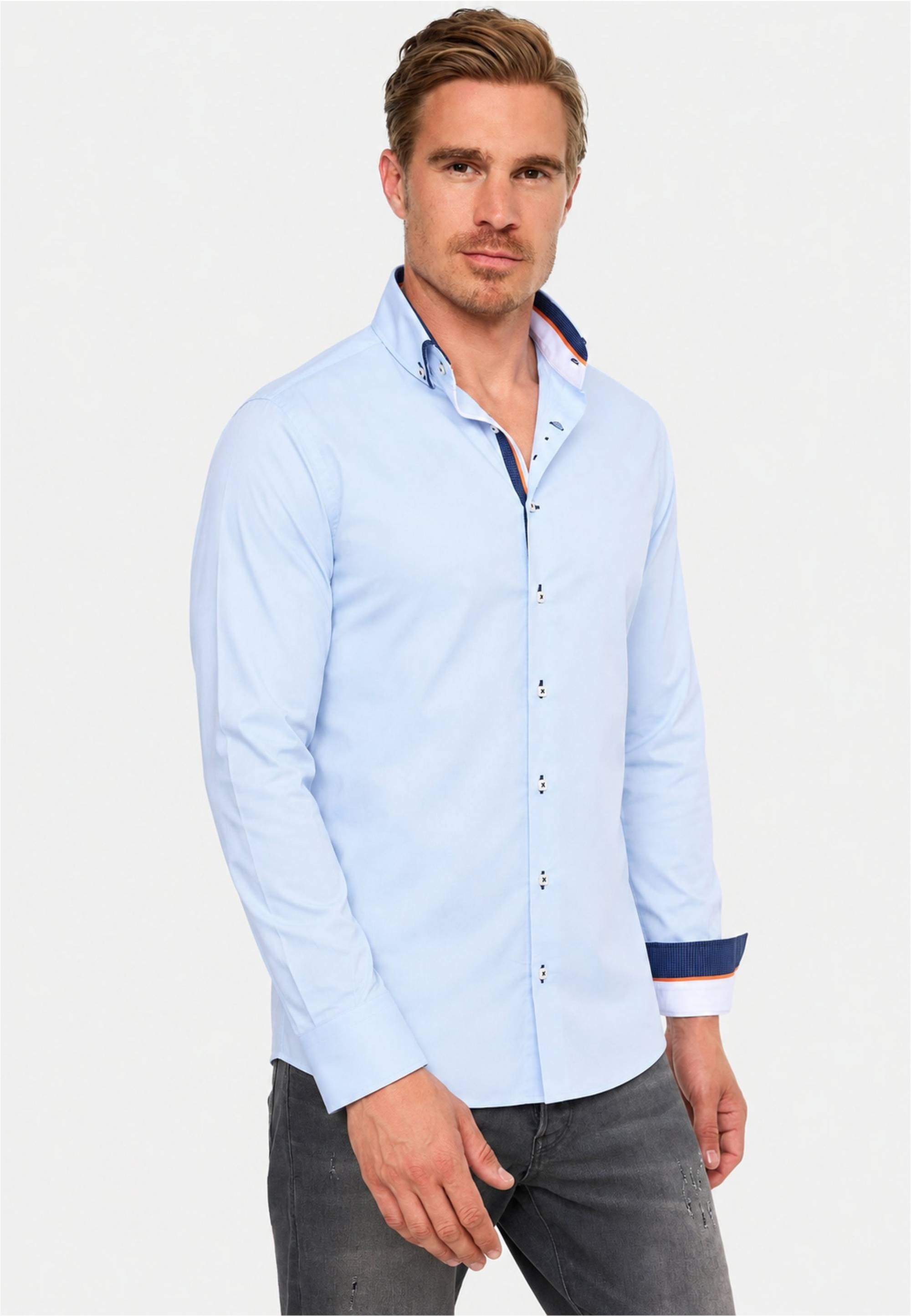 Rusty Neal Langarmhemd in figurbetontem Slim Fit-Schnitt