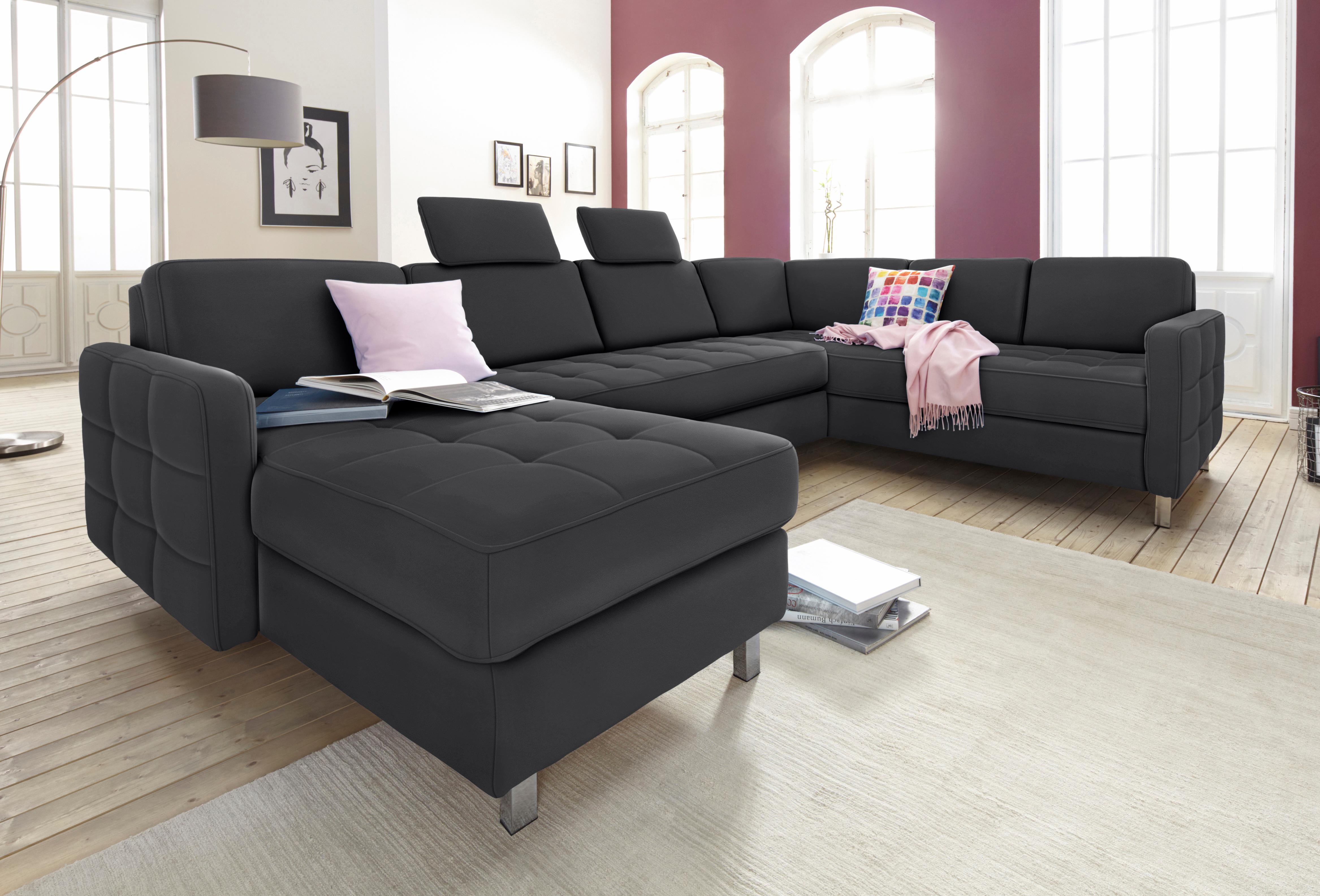 sit&more Wohnlandschaft "Pablo U-Form, B: 292cm, inkl. 2 Kopfstützen" wahlweise mit Schlaffunktion und Bettkasten