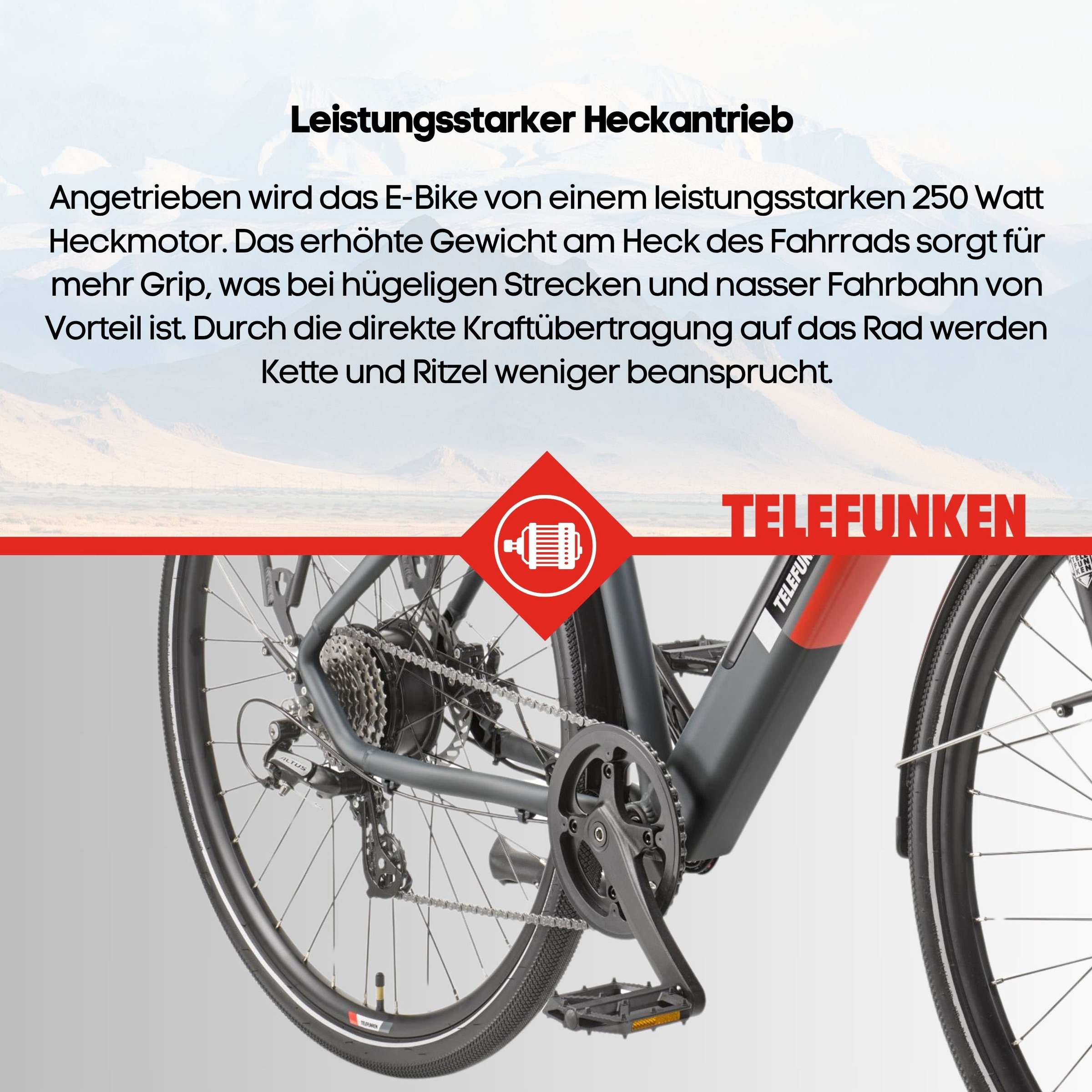 Telefunken E-Bike »E-Trekking Expedition XT490 Herren«, 8 Gang, Shimano, Altus, Heckmotor 250 W, Pedelec, Elektrofahrrad, Herren, innerhalb StVZO, 28 Zoll