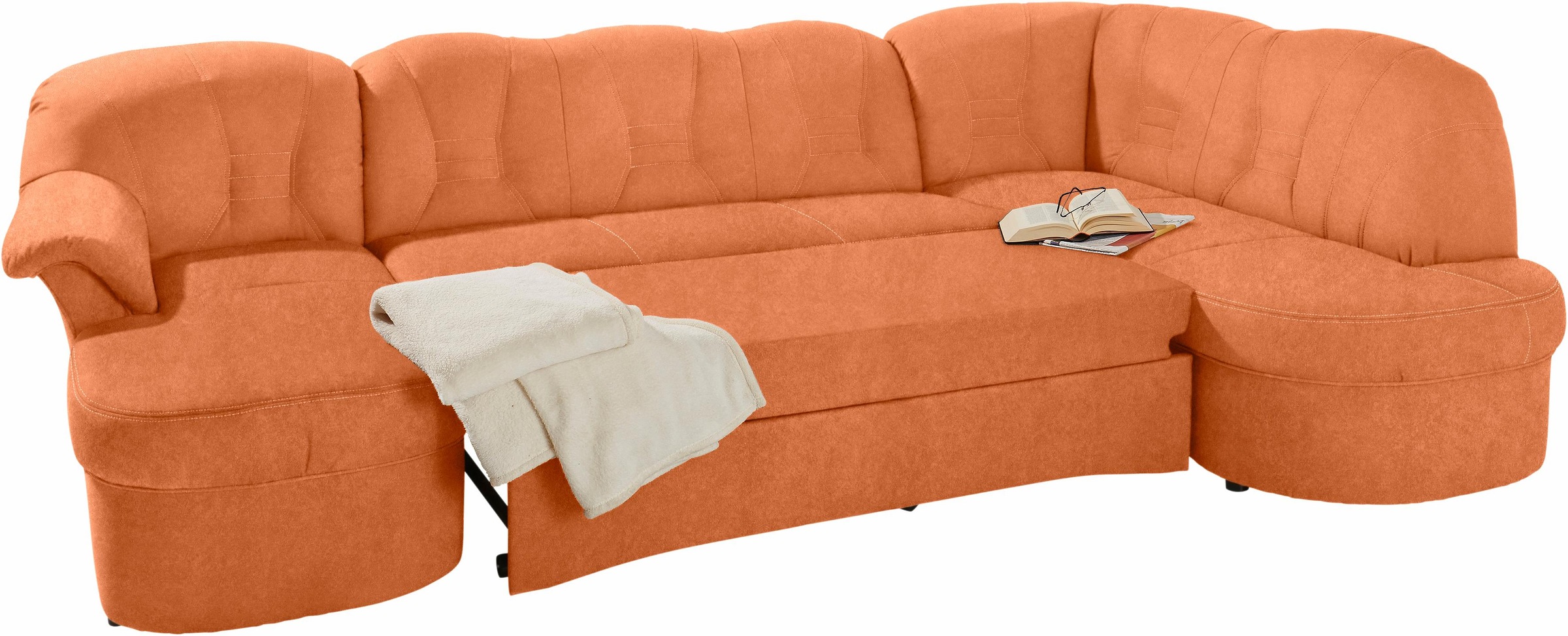 Thumbnail - DOMO collection Wohnlandschaft "Elva, zeitloses Design, elegante Rückensteppung, Breite 293cm, U-Form" wahlweise mit Bet...